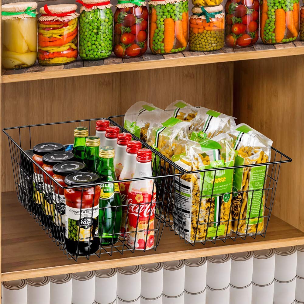 Freezer Baskets Wire Storage Baskets Closet Baskets Bin Farmhouse Organizer Storage Bins Large Organizer Bins for Home (2 Count)