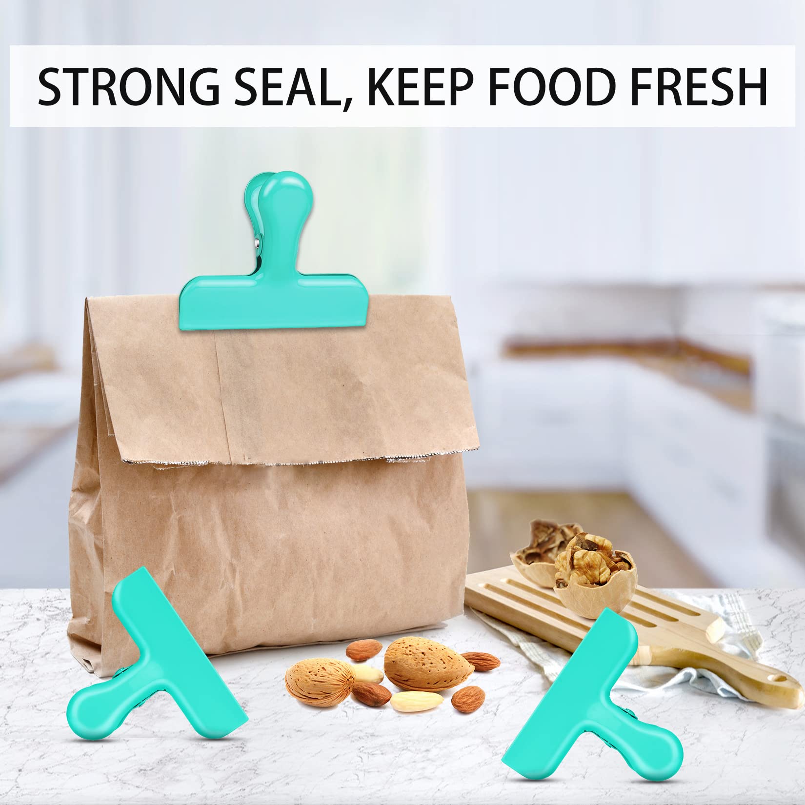 Chip Clip 8 Pack Green Bag Clips for Food Storage and Pantry Use (8 Count)