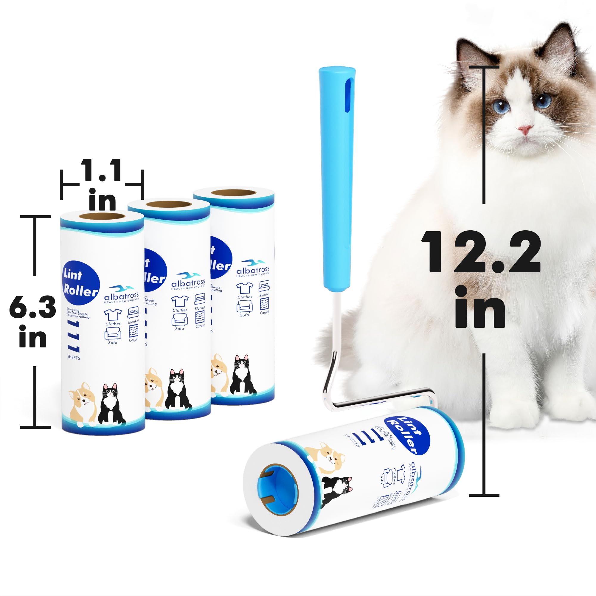 Large Surface Extra Sticky Lint Roller 6.3''