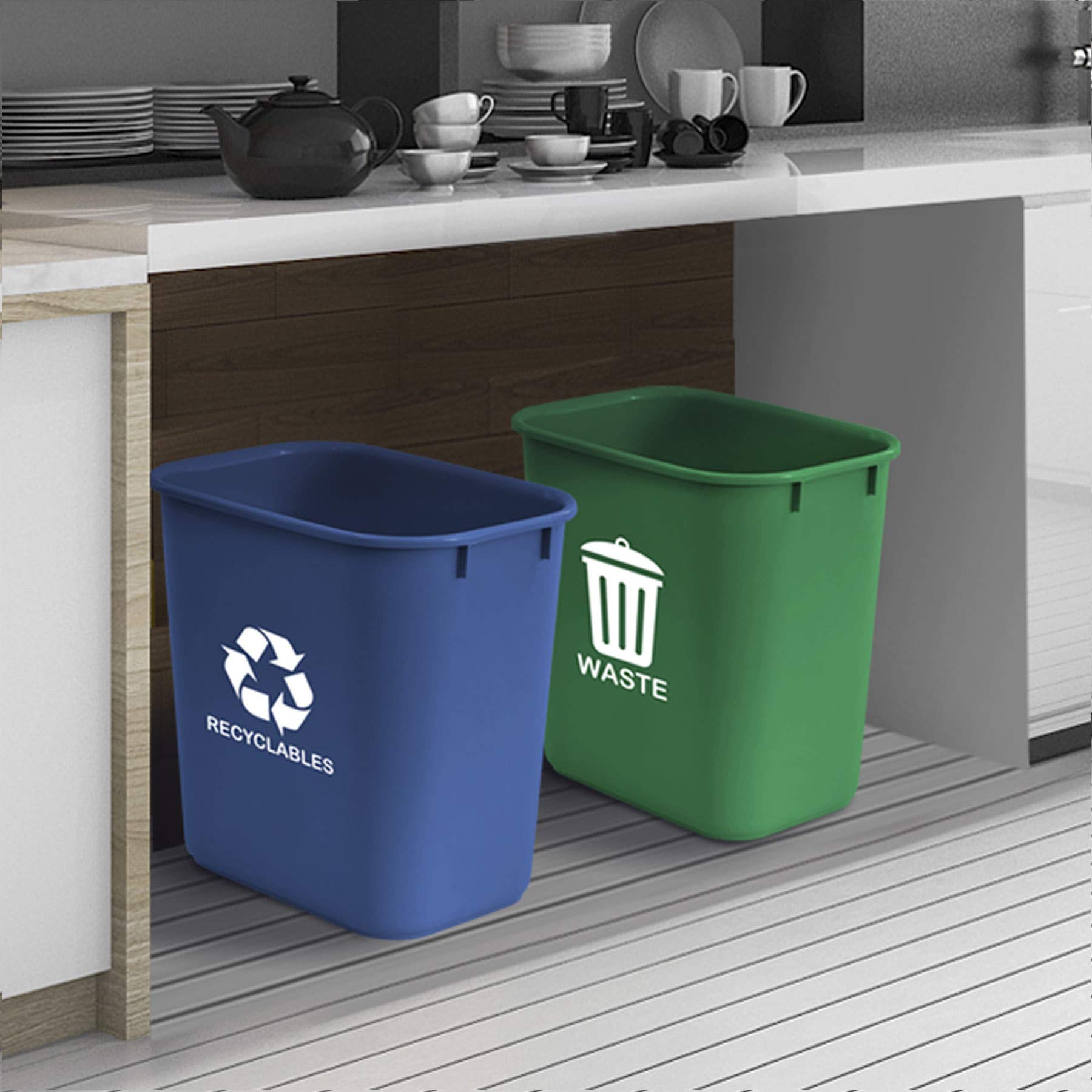 Wastebasket Bin for Recycling and Waste (2 Count)