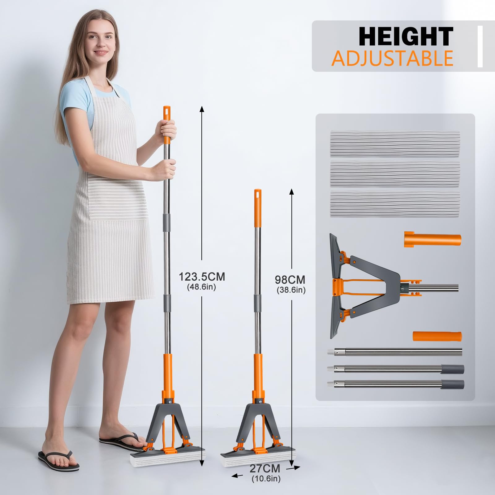 Sponge Mop Masthome PVA Squeeze Mop with 3 Absorbent Mop Refills