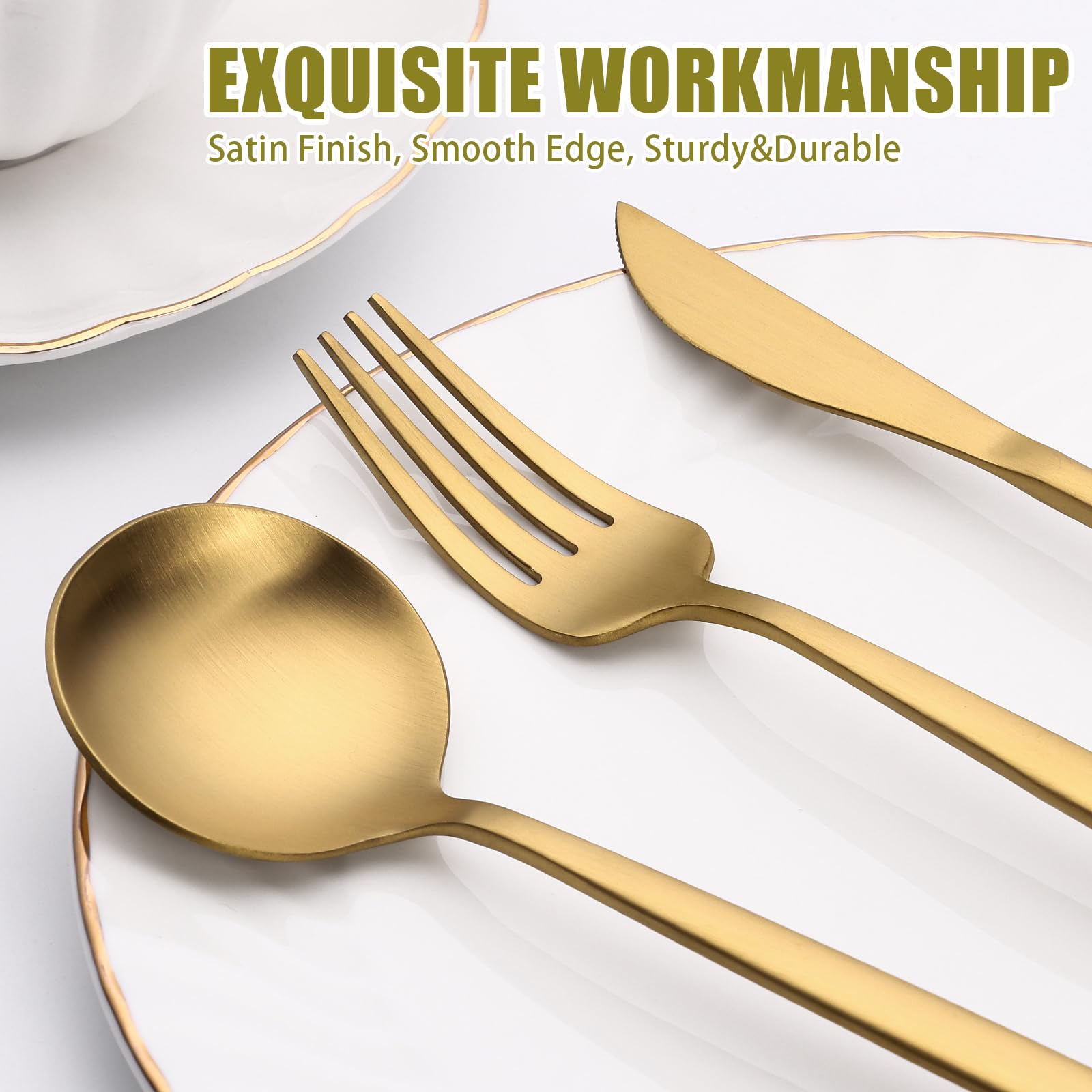 20 Piece Gold Silverware Set for 4
