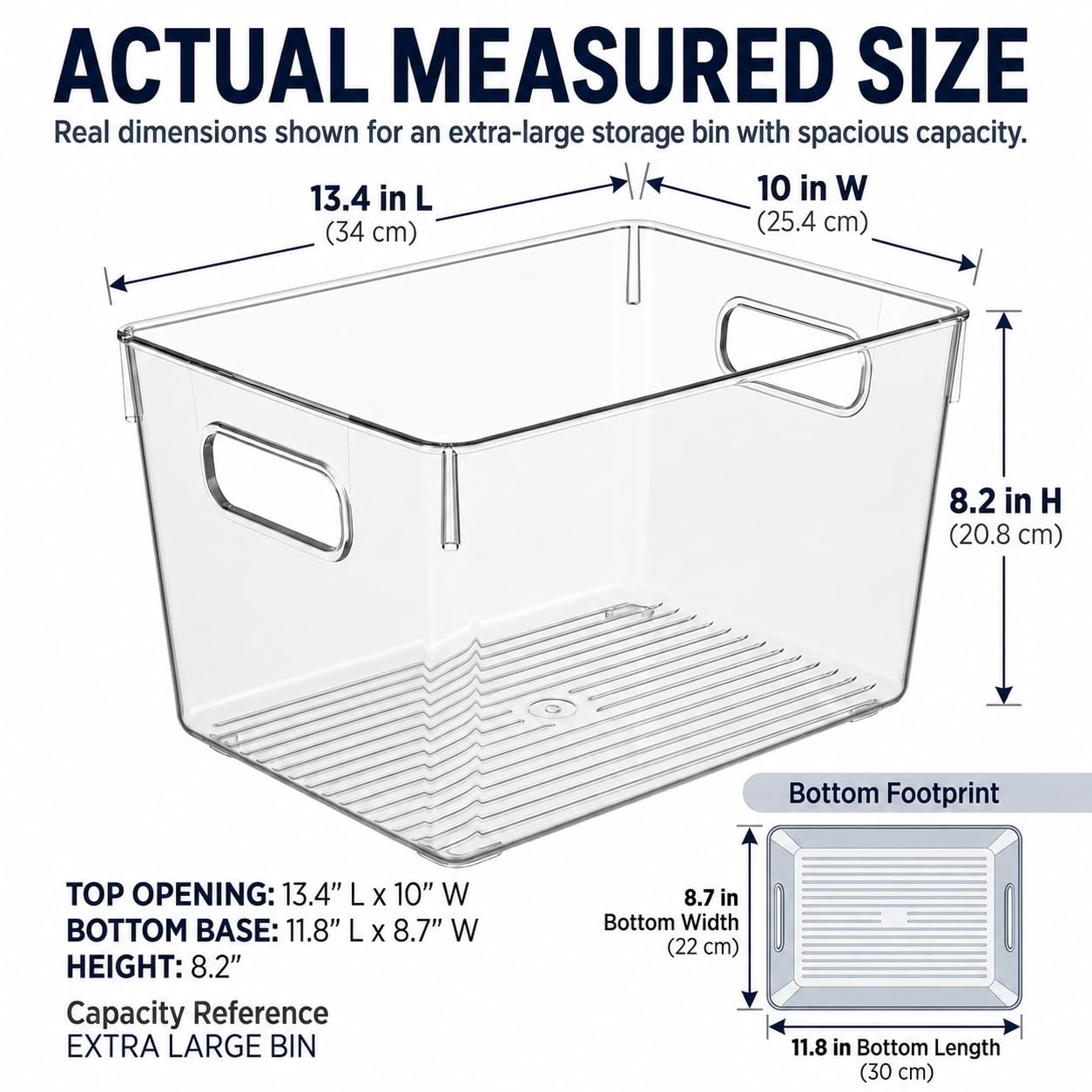 8 Pack XL Clear Storage Containers 13x10x8in Plastic Organizers (8 Count)