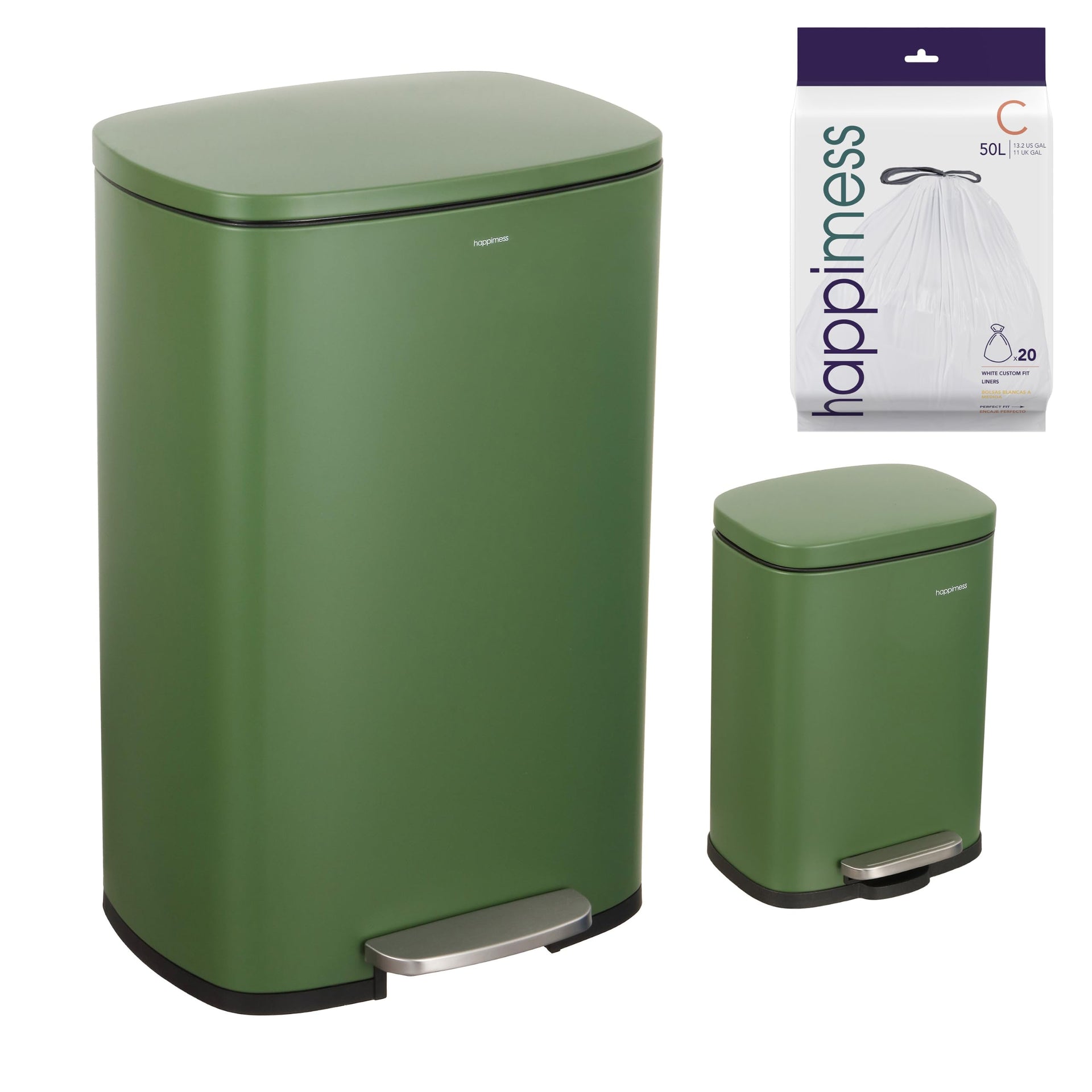 Connor 2 Piece Iron Trash Can (2 Count)