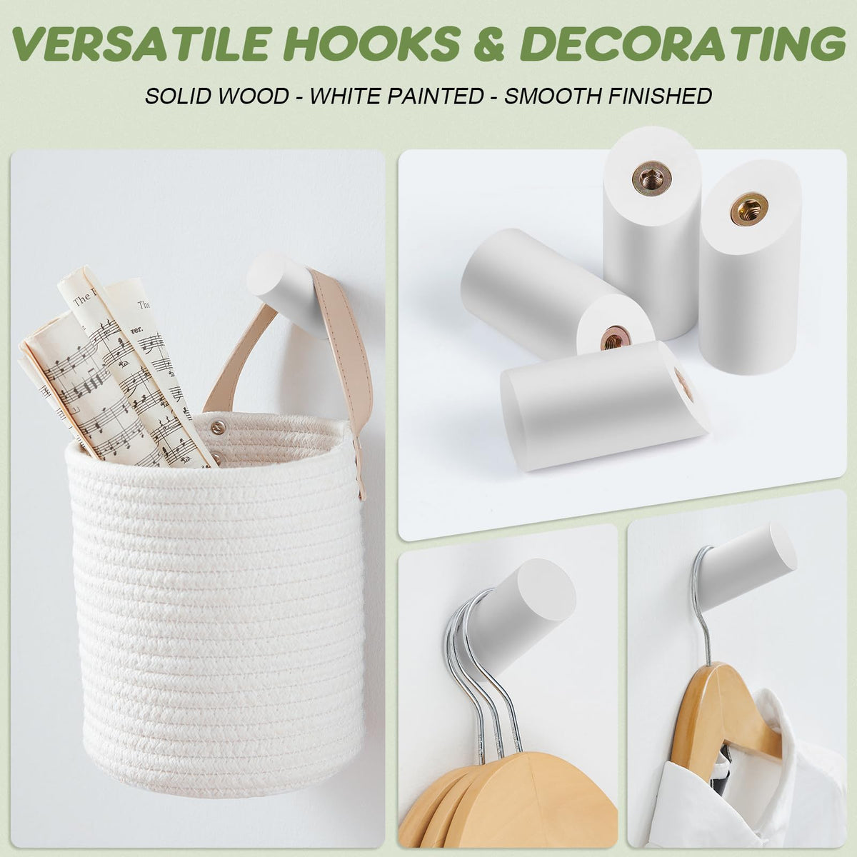 Wood Wall Hooks (4 Count)