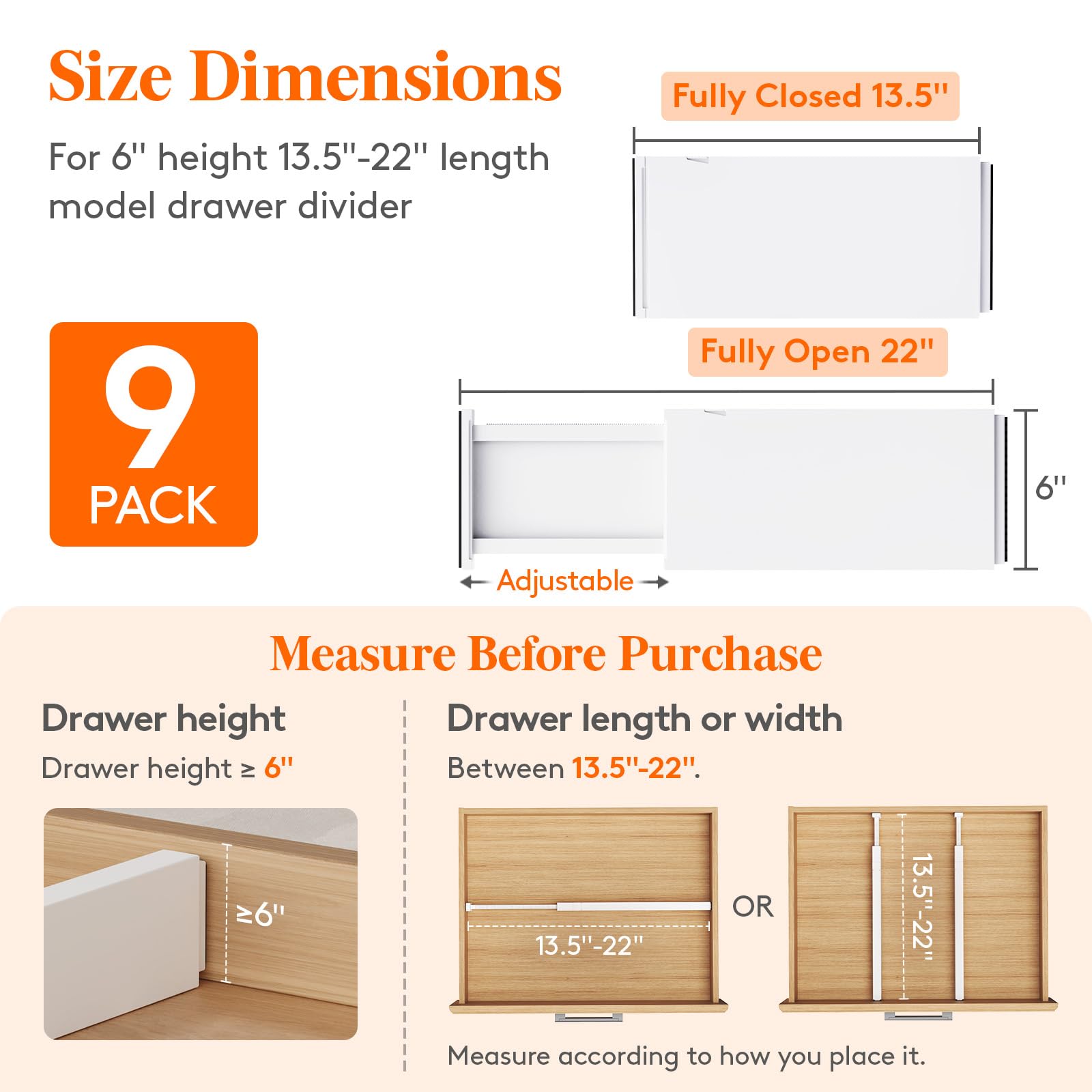 6" Tall Upgrade Drawer Dividers (9 Count)