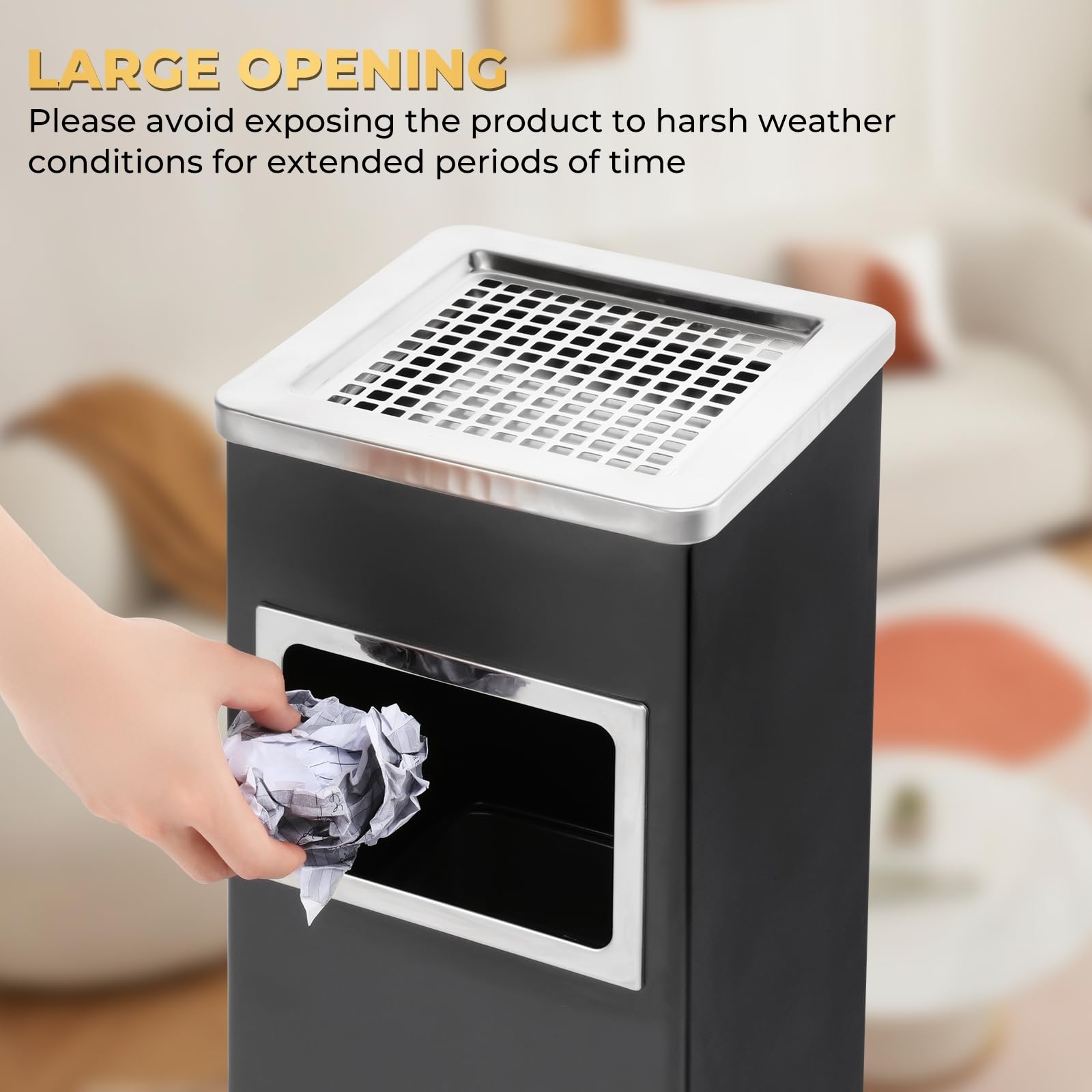 Square Stainless Steel Outdoor Trash Can