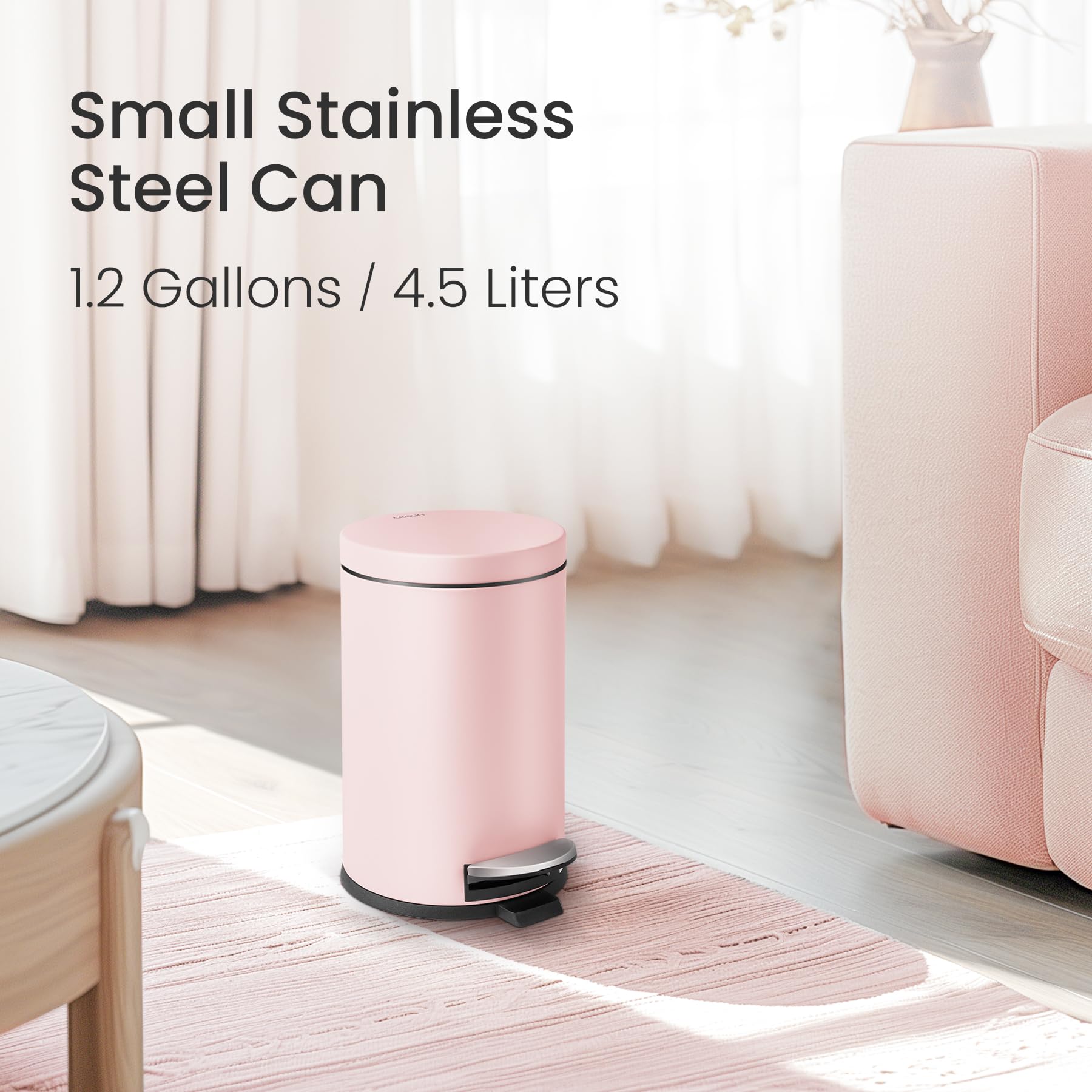 Small Round Bathroom Trash Can with Lid Soft Close