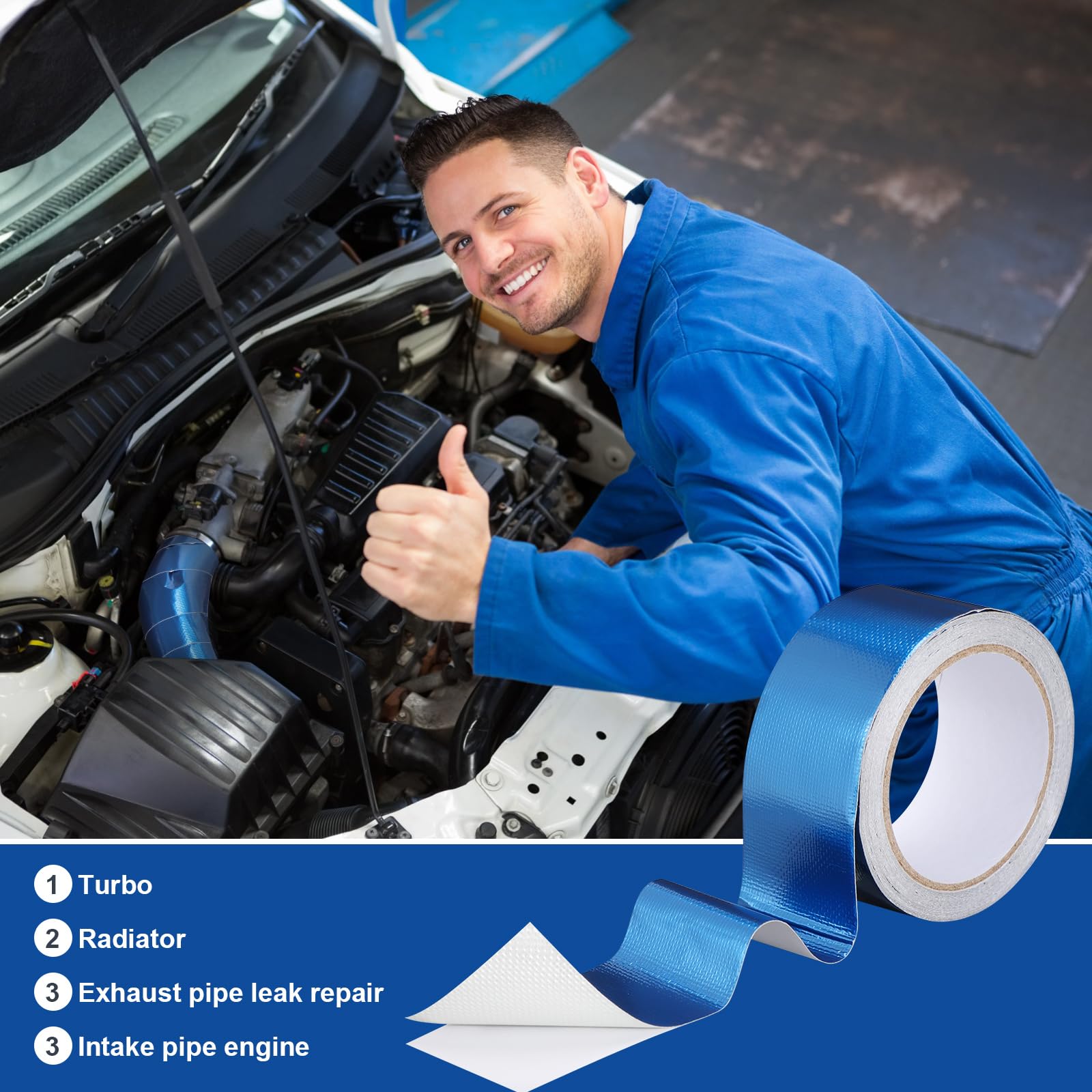 2 Rolls Aluminum Foil Tape Heat Shield Tape Barrier Adhesive Reflective Fiberglass Thermal Insulation Reflective Material High Temp Protection (2 Count)