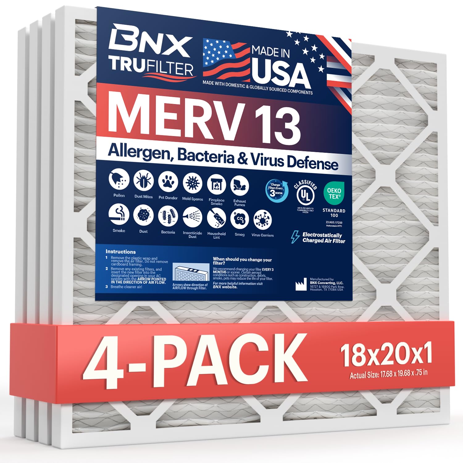 TruFilter 18x20x1 Air Filter MERV 13 (4 Count)