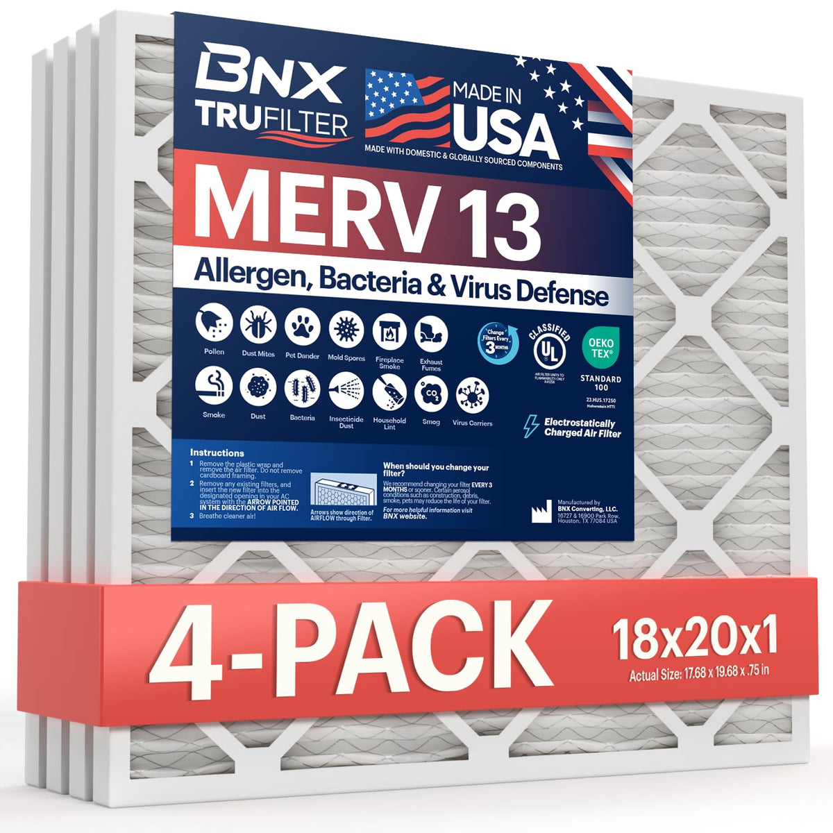 TruFilter 18x20x1 Air Filter MERV 13 (4 Count)