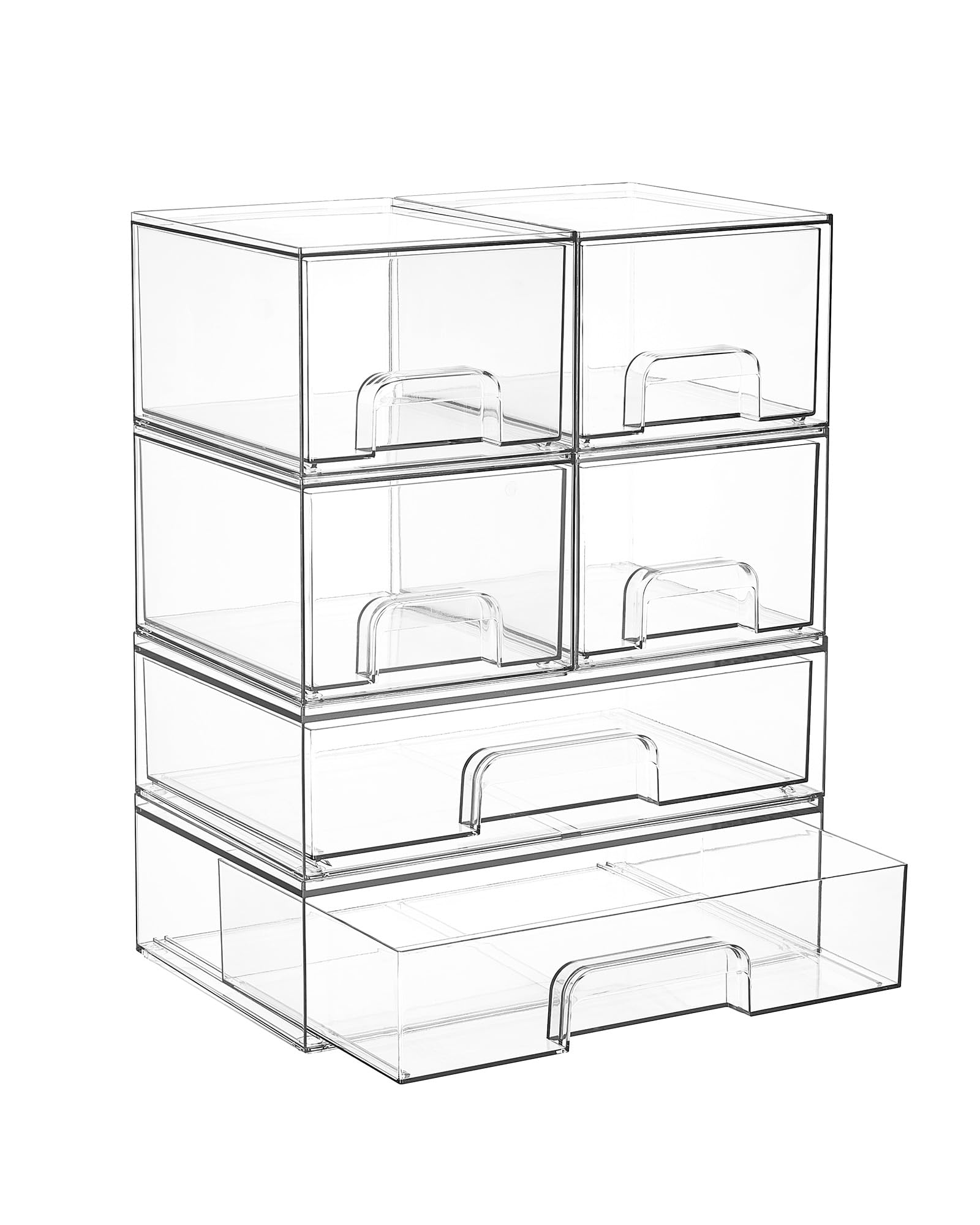Clear Stackable Storage Drawers Set of 6 (6 Count)