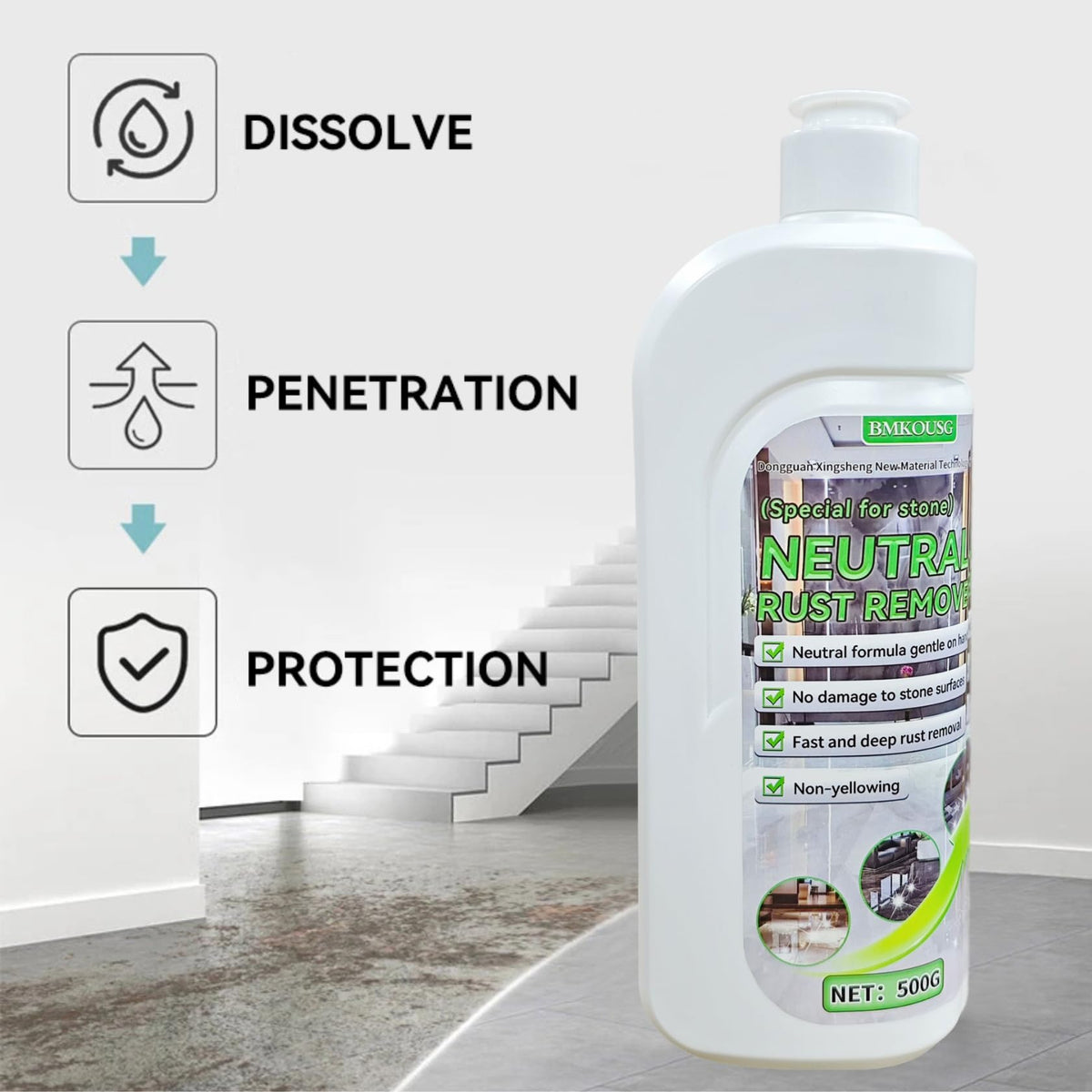 500ml Neutral Rust Remover for Stone & Metal (17 Fl Oz)