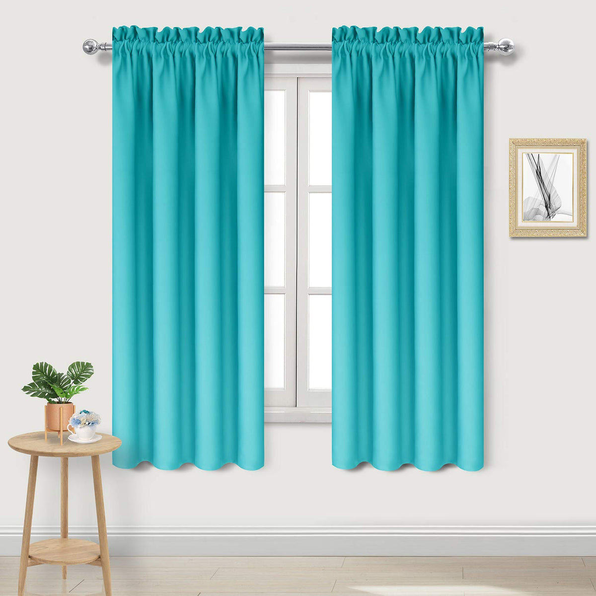 Blackout Curtains for Bedroom Living Room 38 x 72 Inch Long Turquoise (2 Count)