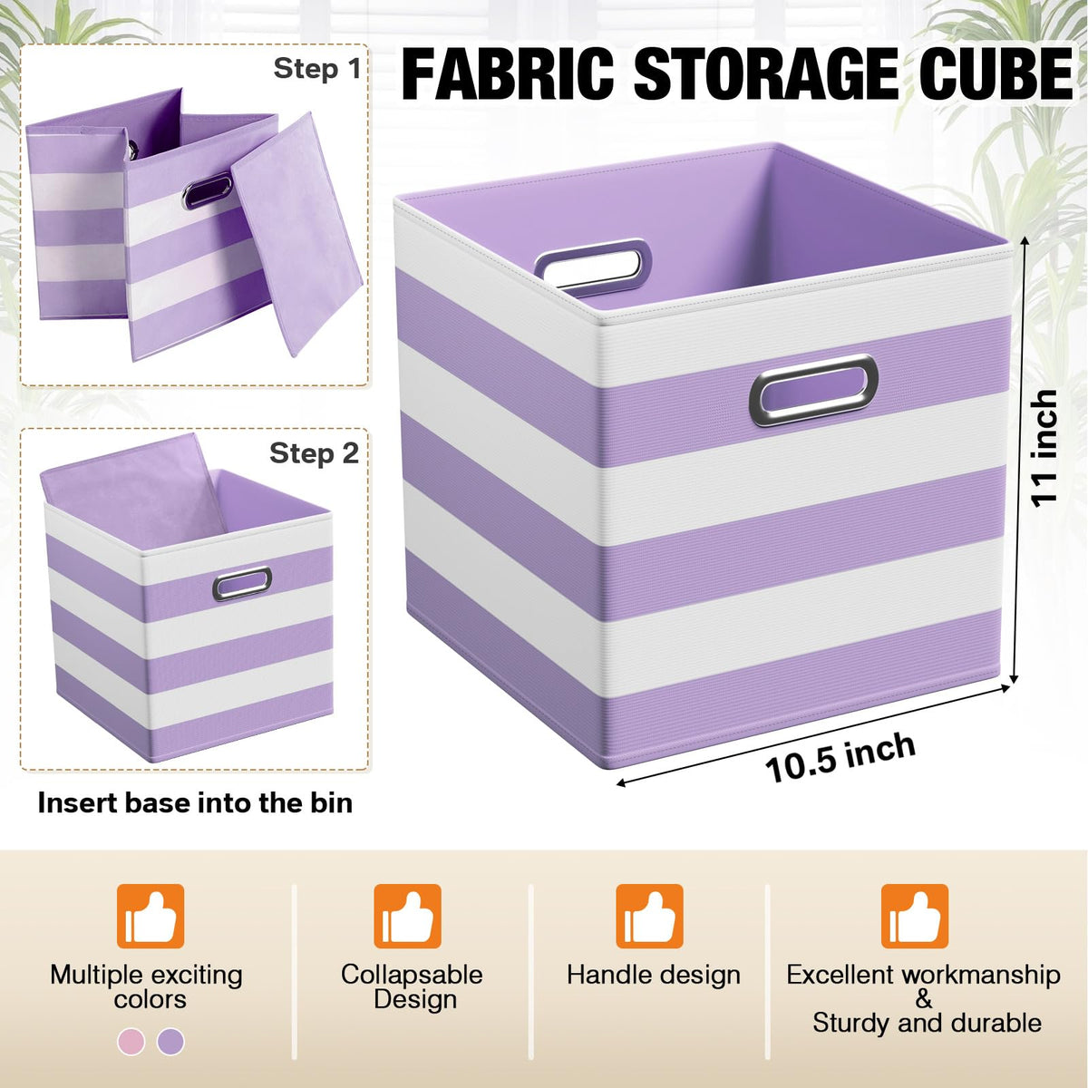 11 Inch 6 Pack Fabric Storage Cubes with Metal Handles (6 Count)