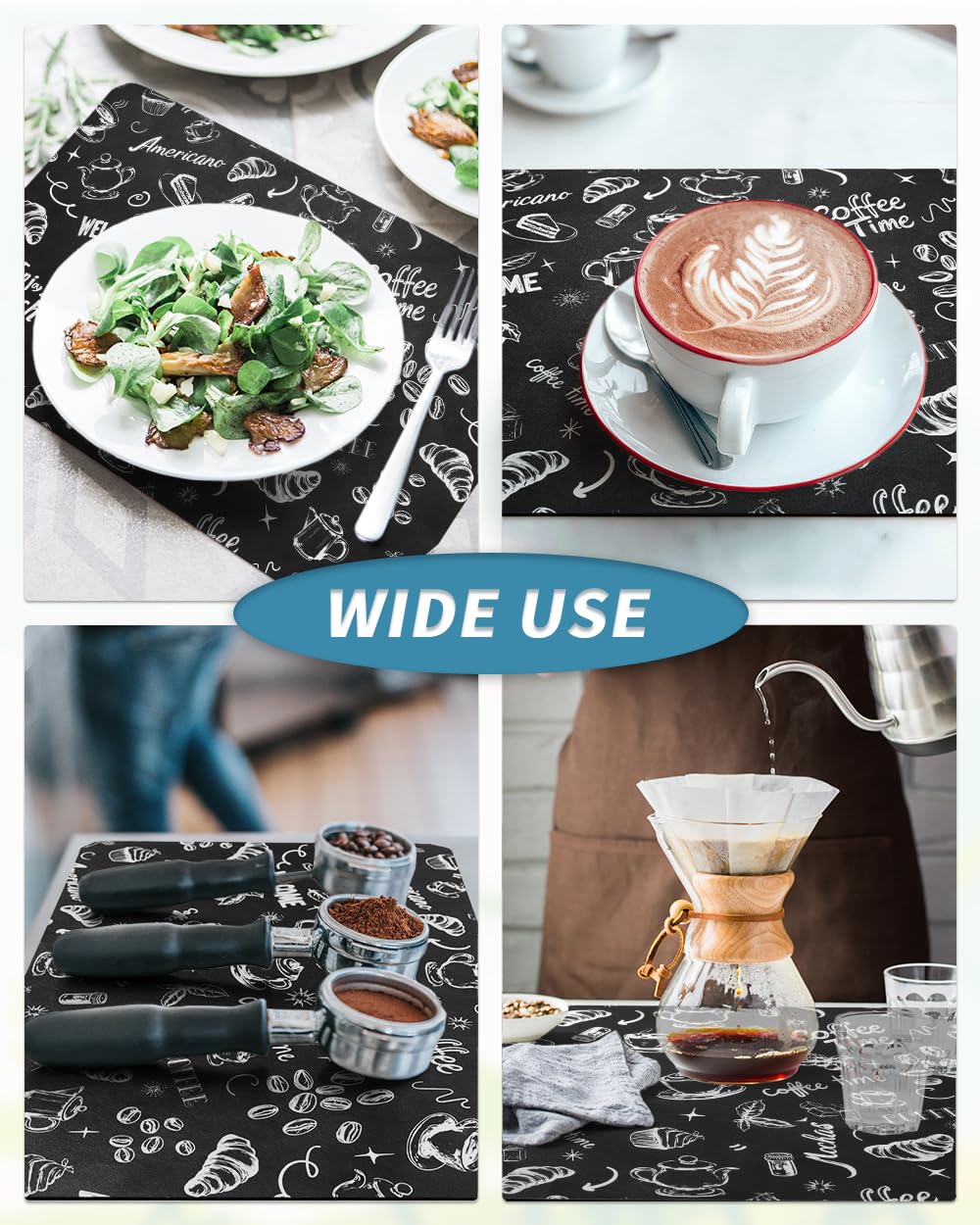 Coffee Mat Hide Stain Rubber Backed Absorbent Dish Drying Mat for Kitchen Counter