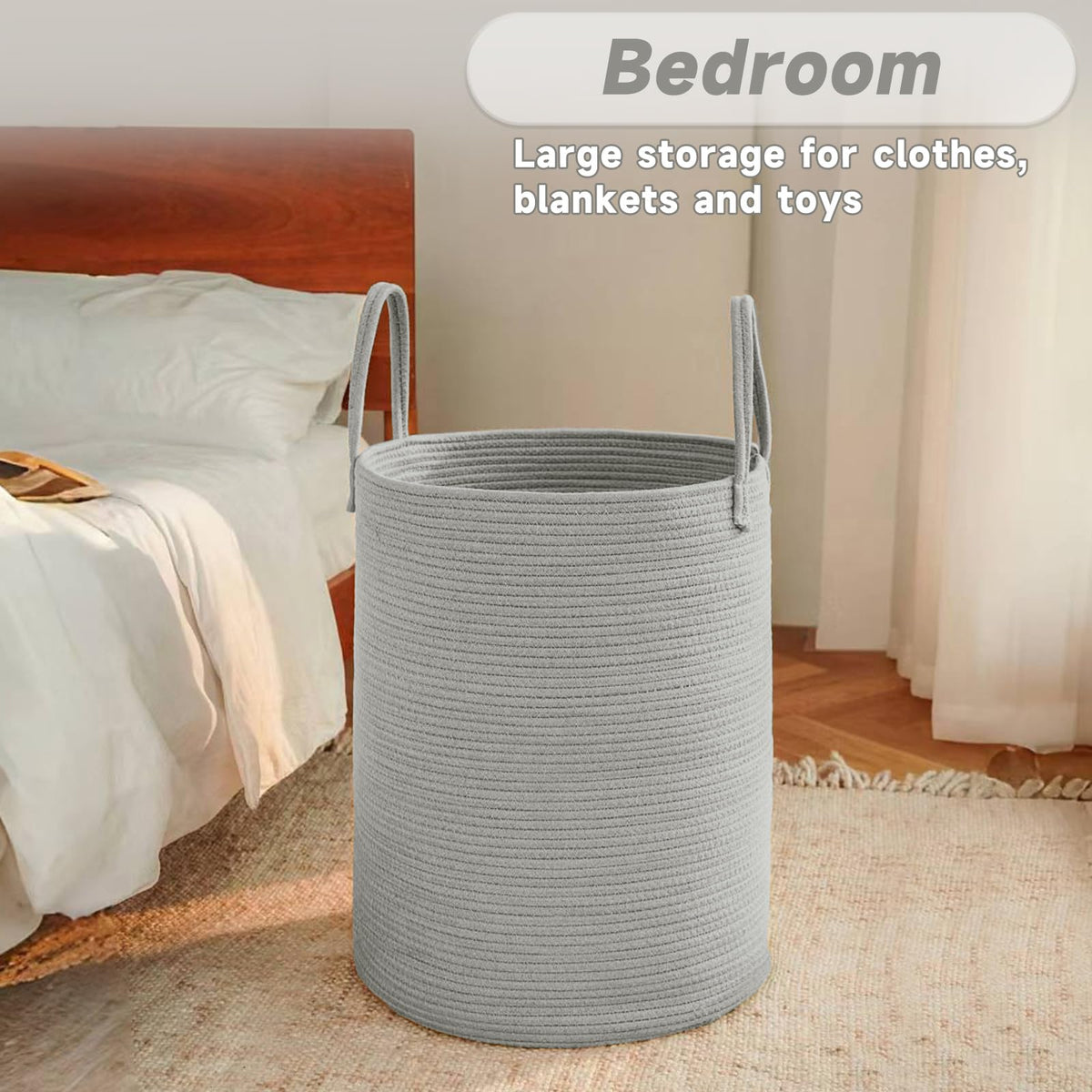 60L Cotton Rope Laundry Basket Hamper