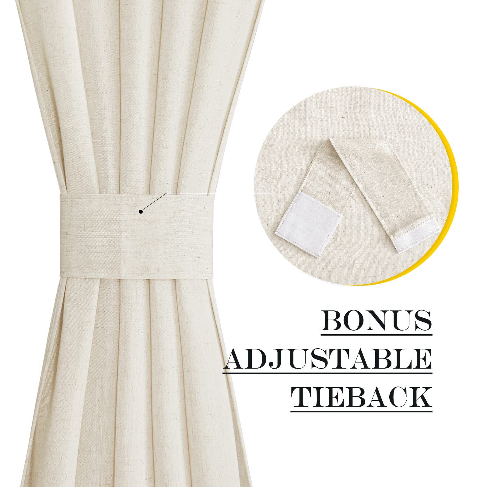Natural French Sheer Door Curtains 80 inches Long for Privacy