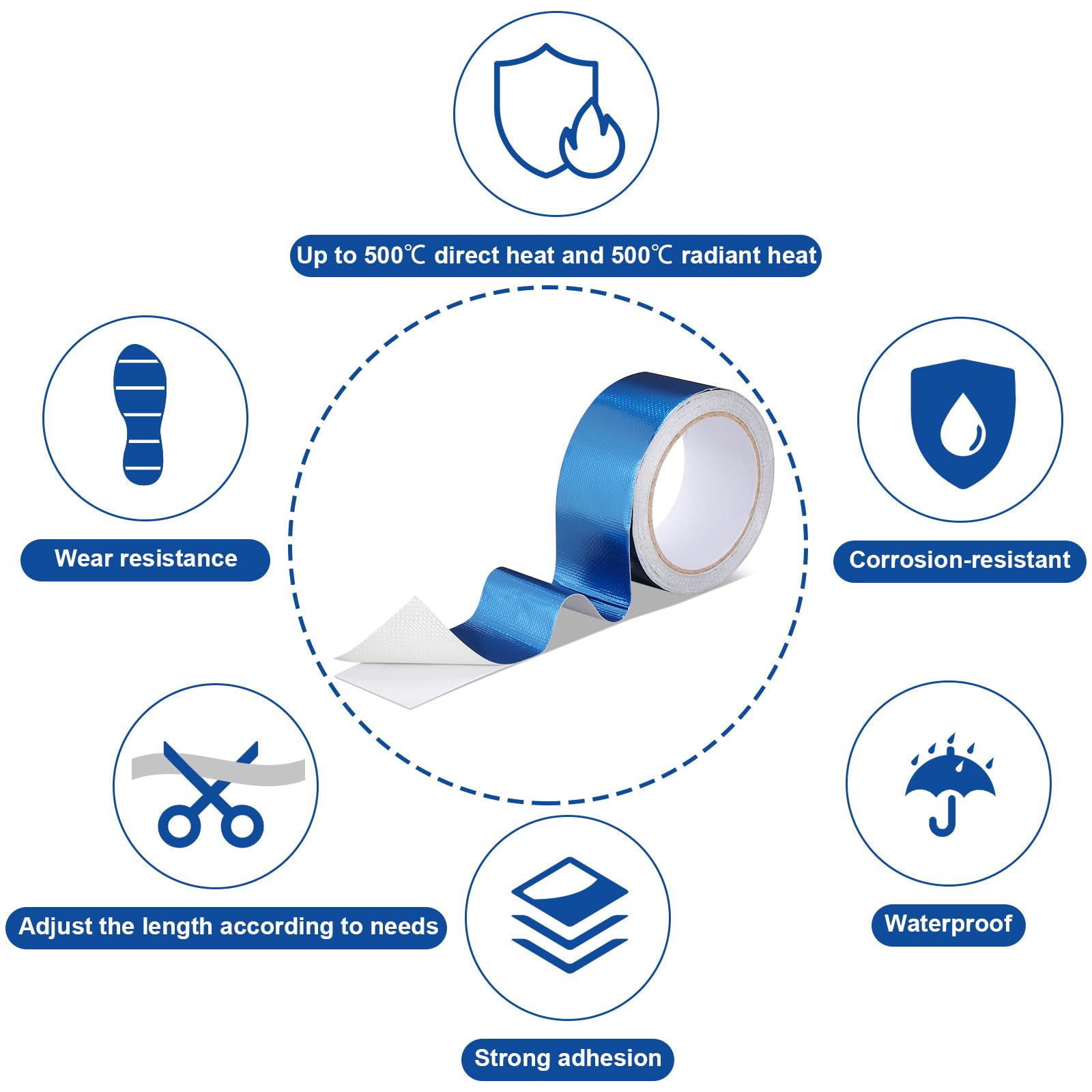 2 Rolls Aluminum Foil Tape Heat Shield Tape Barrier Adhesive Reflective Fiberglass Thermal Insulation Reflective Material High Temp Protection (2 Count)