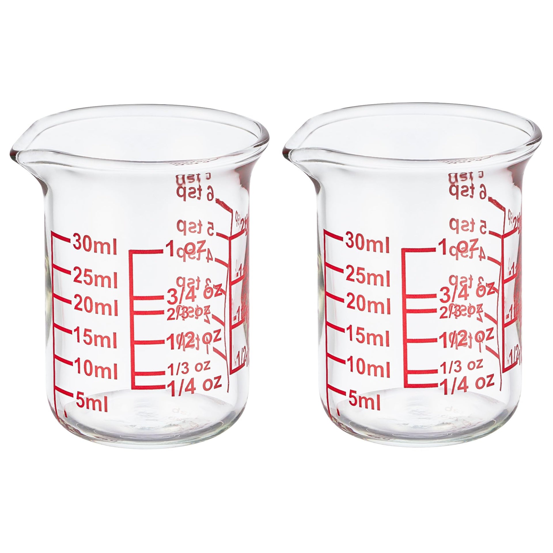 Glass Measuring Cups with V (2 Count (1 fl oz each))