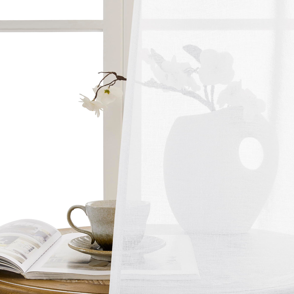 Sheer Door Curtain Closet Linen Textured Curtains Sheer Doorway Light Filtering Voile Patio Glass Doors Rod Pocket Curtain French Door
