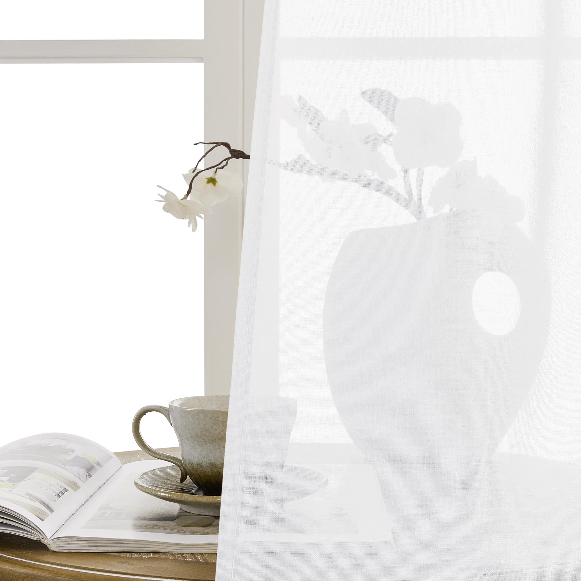 Short Sheer Door Curtains Closet Linen Textured Curtains Sheer Doorway Light Filtering Voile Patio Glass Door Rod Pocket Curtain French Doors