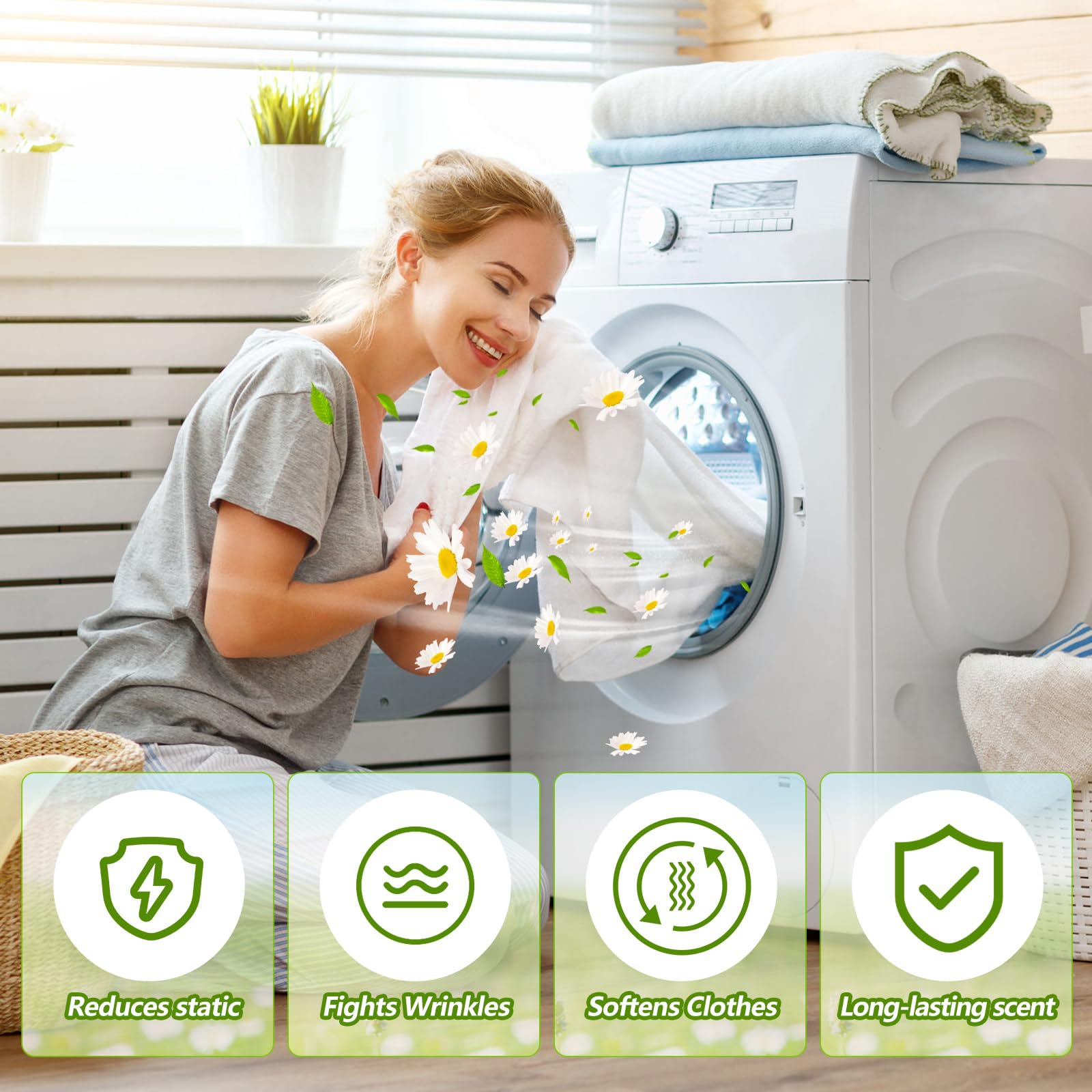 600 Count Dryer Sheets Bulk Fabric Softener Fresh Scent Dryer Sheets Naturally Softens and Removes Static Cling