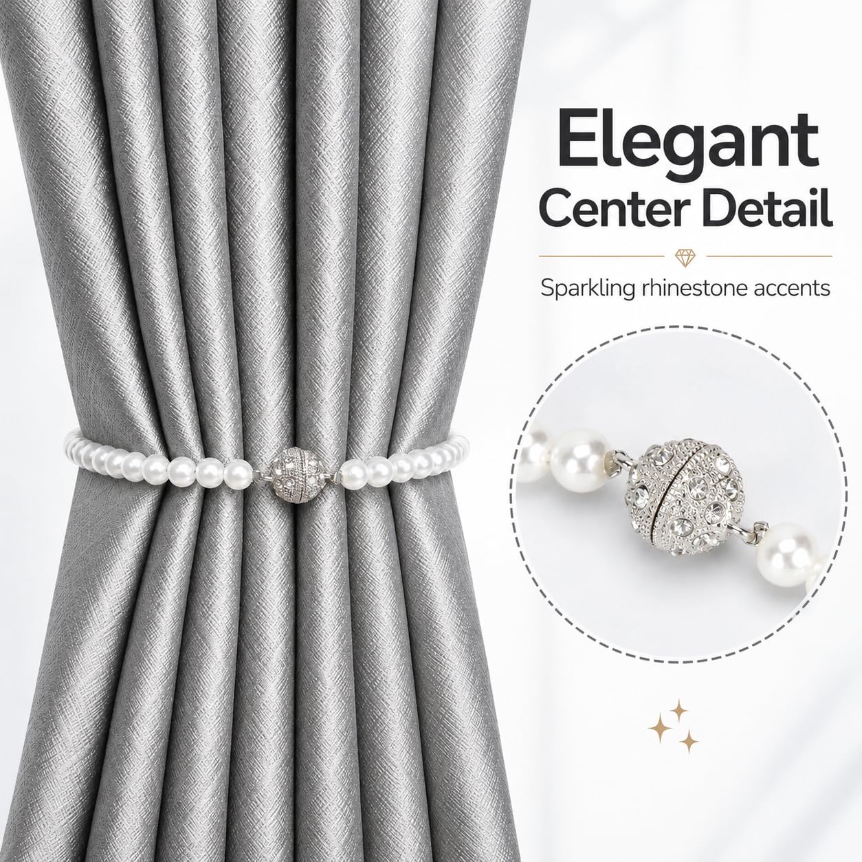 Pearl Bow Magnetic Curtain Tiebacks 2 Pack (2 Count)