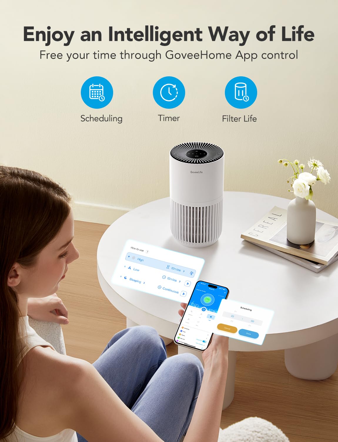 Smart Mini Air Purifier for Bedroom