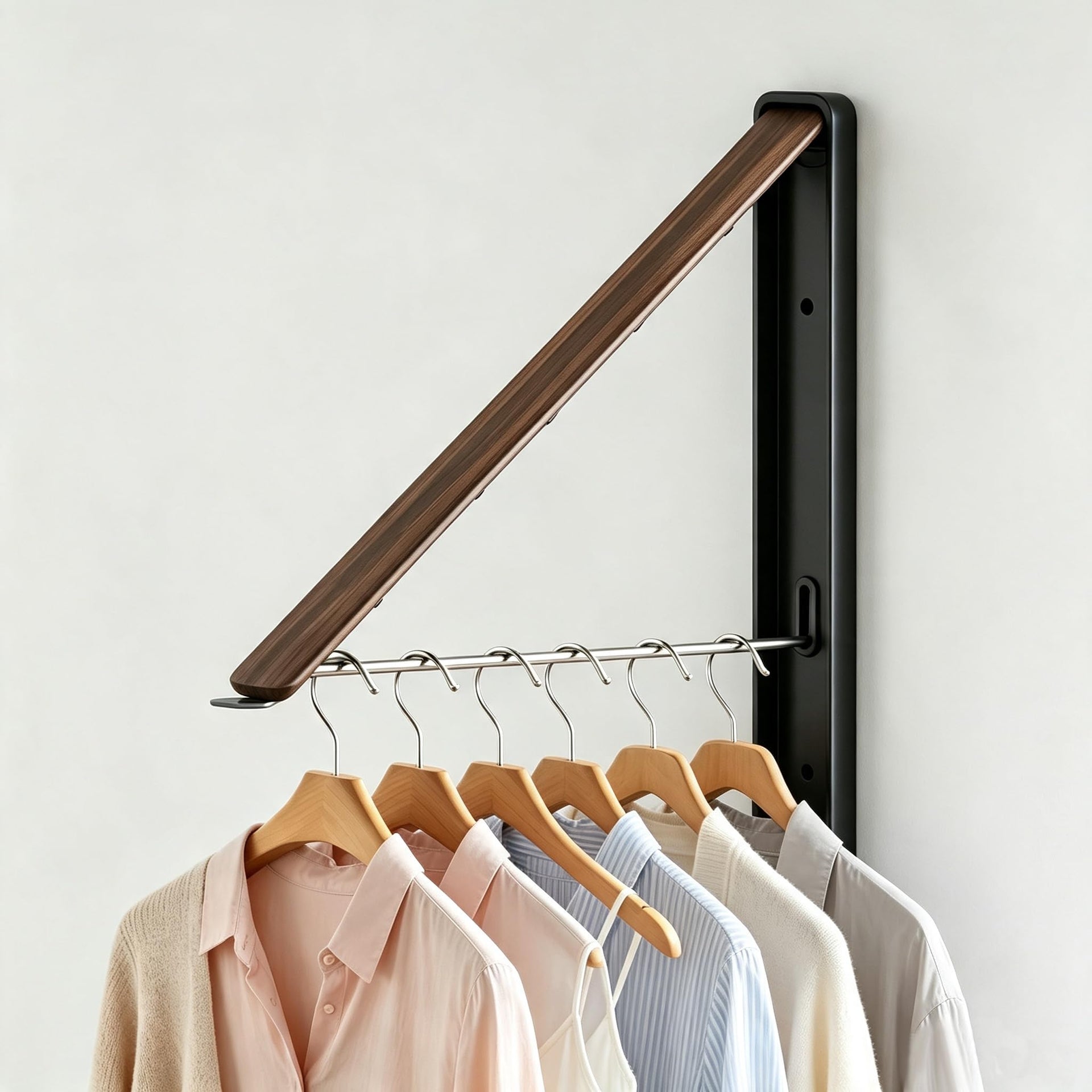 Folding Clothes Hanger Rack Wall mounted for Laundry Clothes Drying Rack