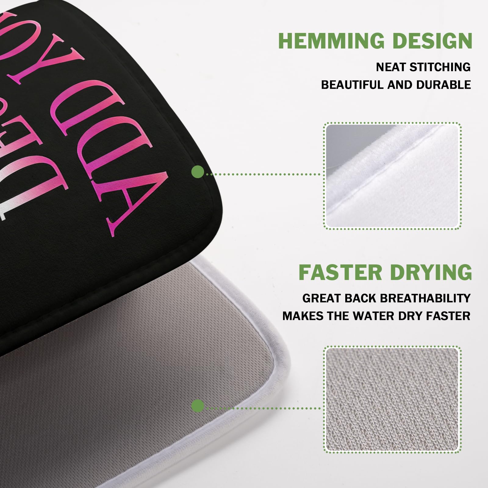 Custom Personalized Dish Drying Mat 16x18 Inch Customized Drying Mats with Picture Text for Kitchen Counter Custom Image Microfiber Absorbent Dishes Pad for Travel Festivals Family Memories Home Decor
