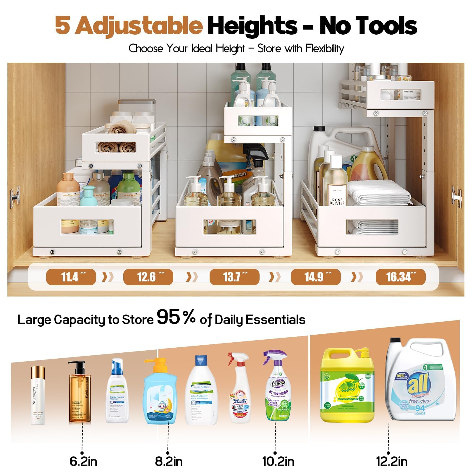 2 Pack Under Sink Organizers and Storage (2 Count)