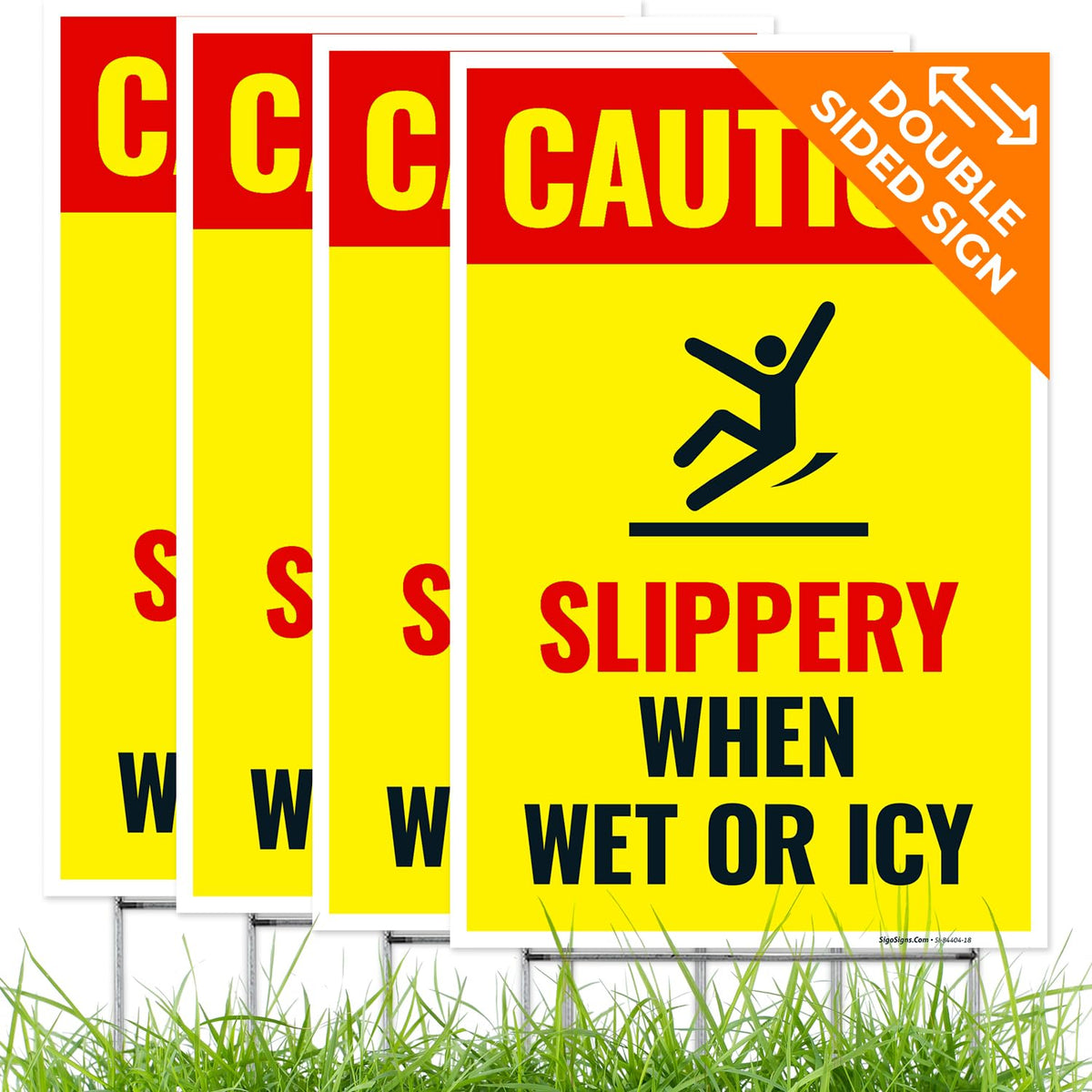 Caution Slippery When Wet or ICY Sign