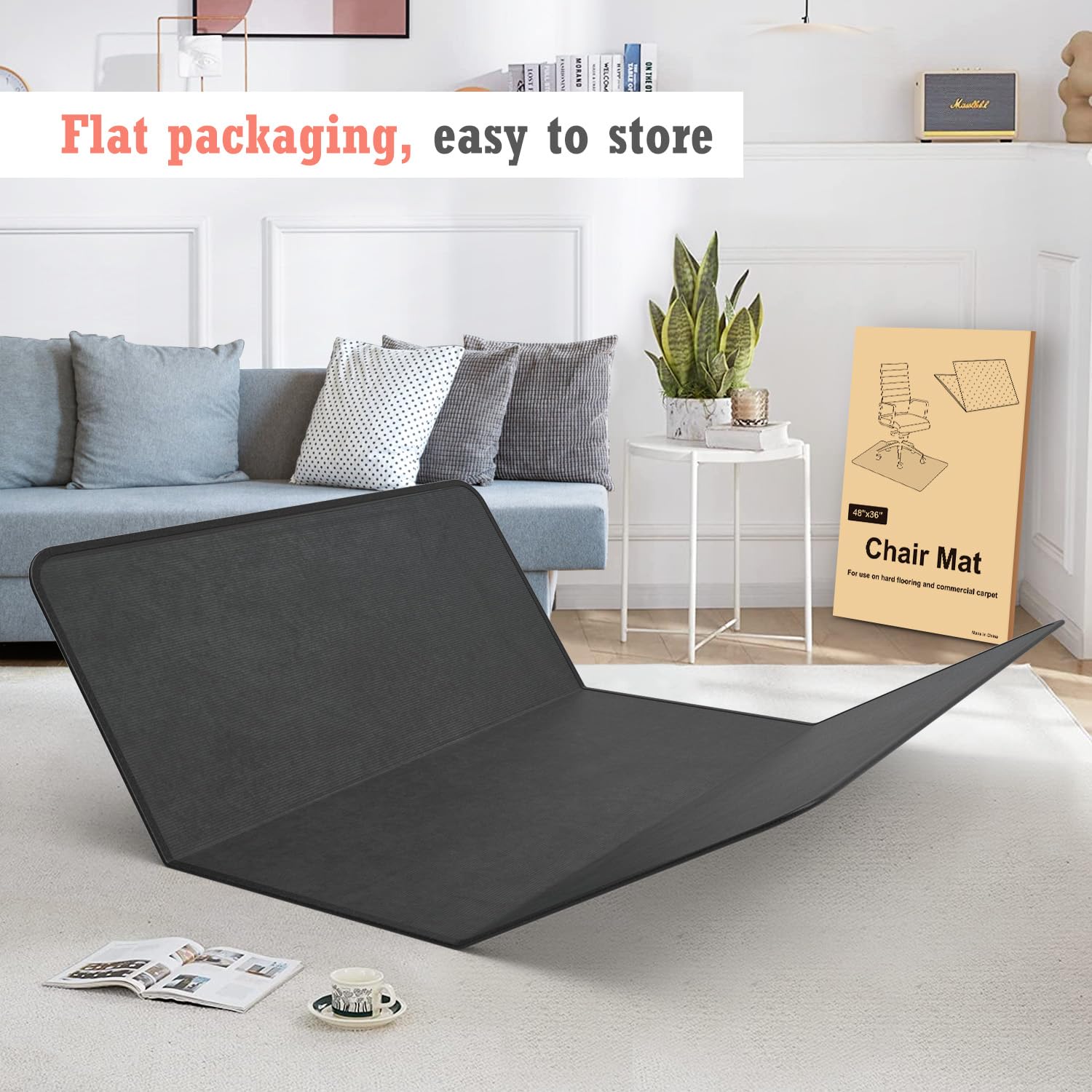 Heavy Duty Office Chair Mat for Carpet and Hardwood Floor Bohemian Desk Chair Mat Rug 36'' x 48'' Jacquard Woven Surface Floor mats for Office Home