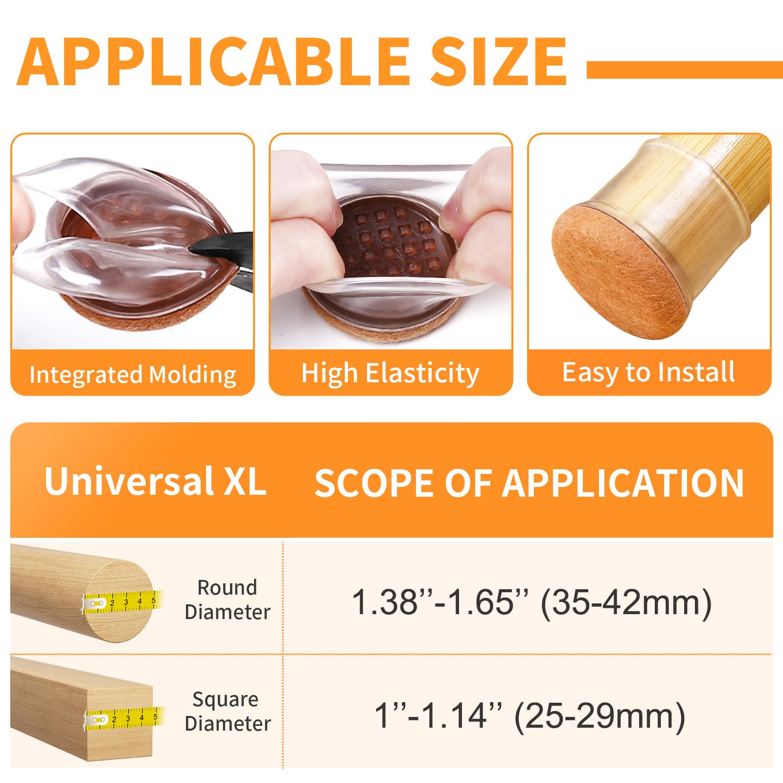 24 Pcs Extra Large Chair Leg Protectors with Felt (24 Count)