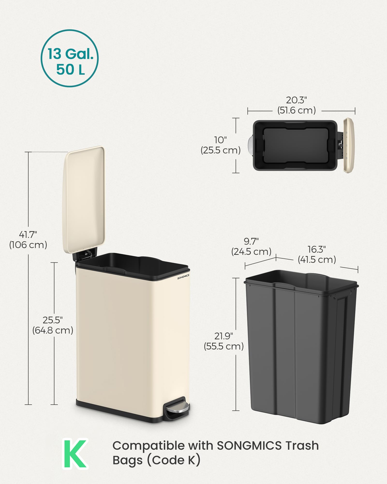 Kitchen Trash Can with Lid