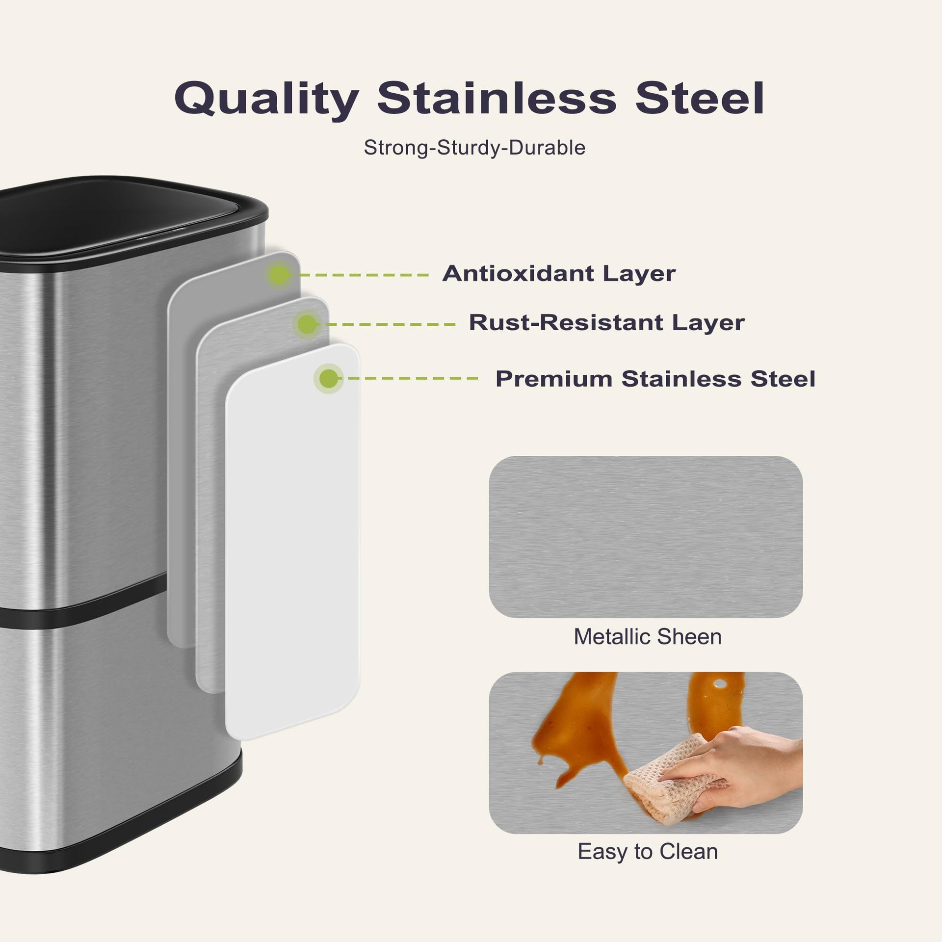16 Gallon 60L Kitchen Trash Can