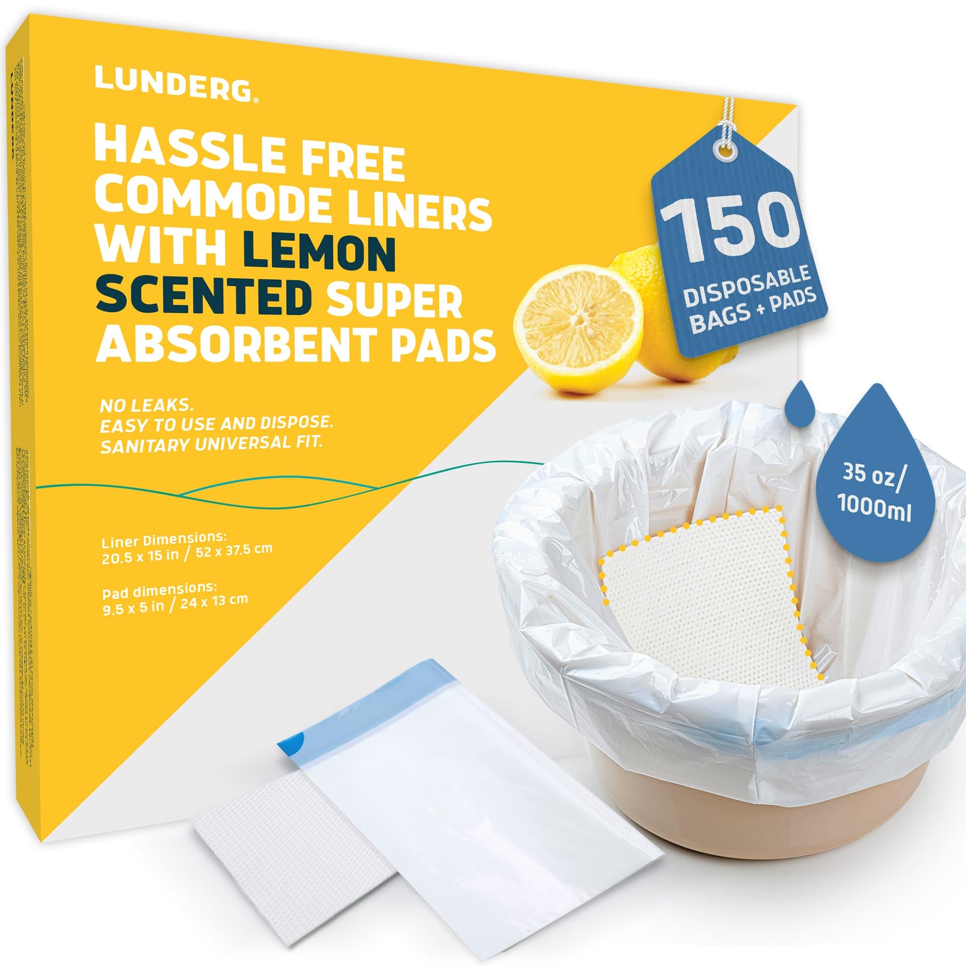 Commode Liners & Absorbent Pads (150 Count)