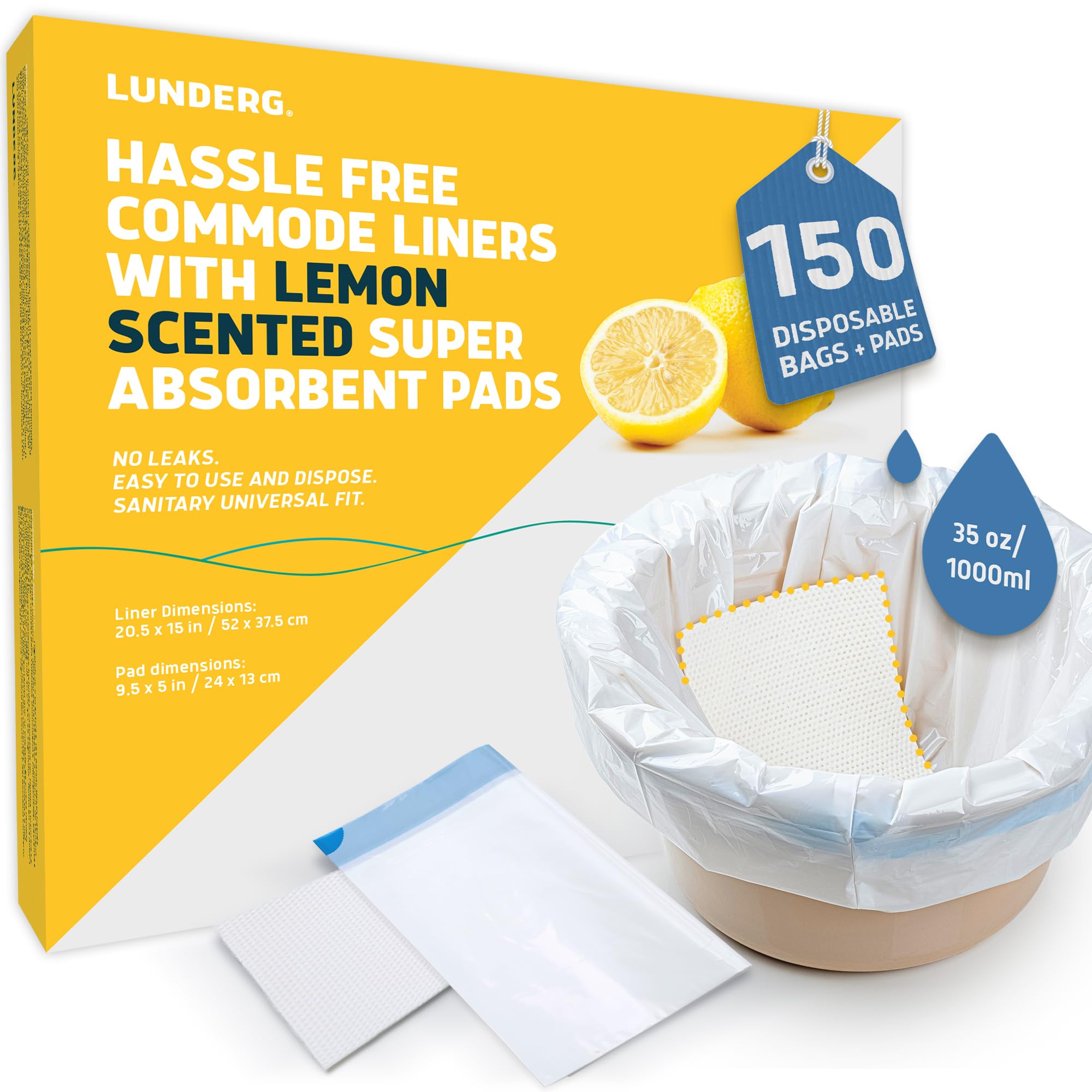 Commode Liners & Absorbent Pads (150 Count)
