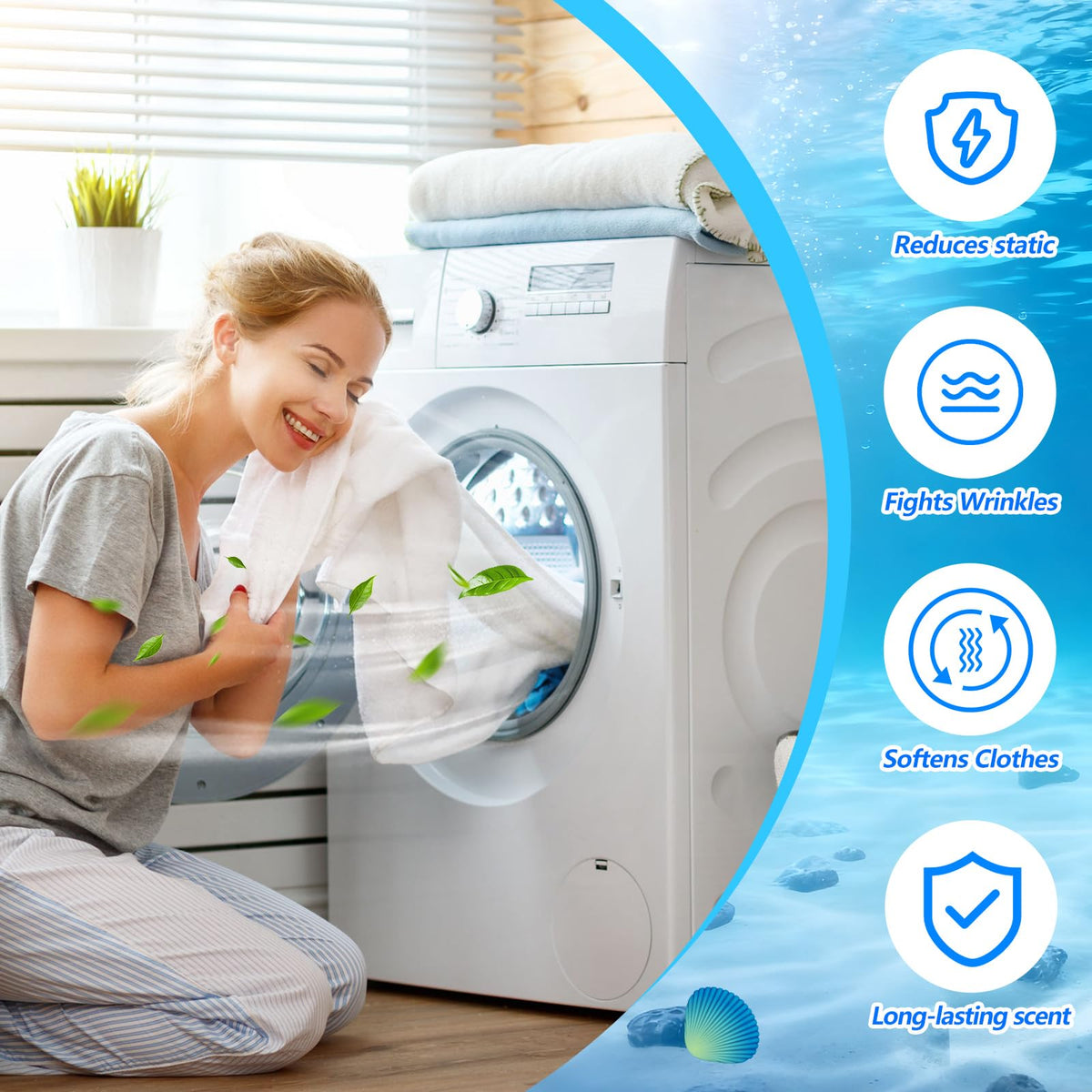 600 Count Dryer Sheets Bulk Fabric Softener Ocean Breeze Scent Dryer Sheets Naturally Softens and Removes Static Cling