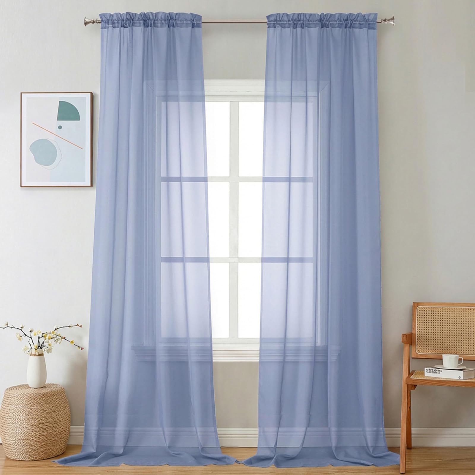 Sheer Curtains 108 Inch Length 2 Panels Set (2 Count)