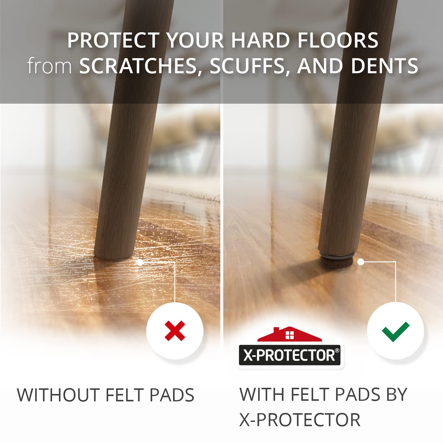 Screw On Felt Furniture Pads X (24 Count)