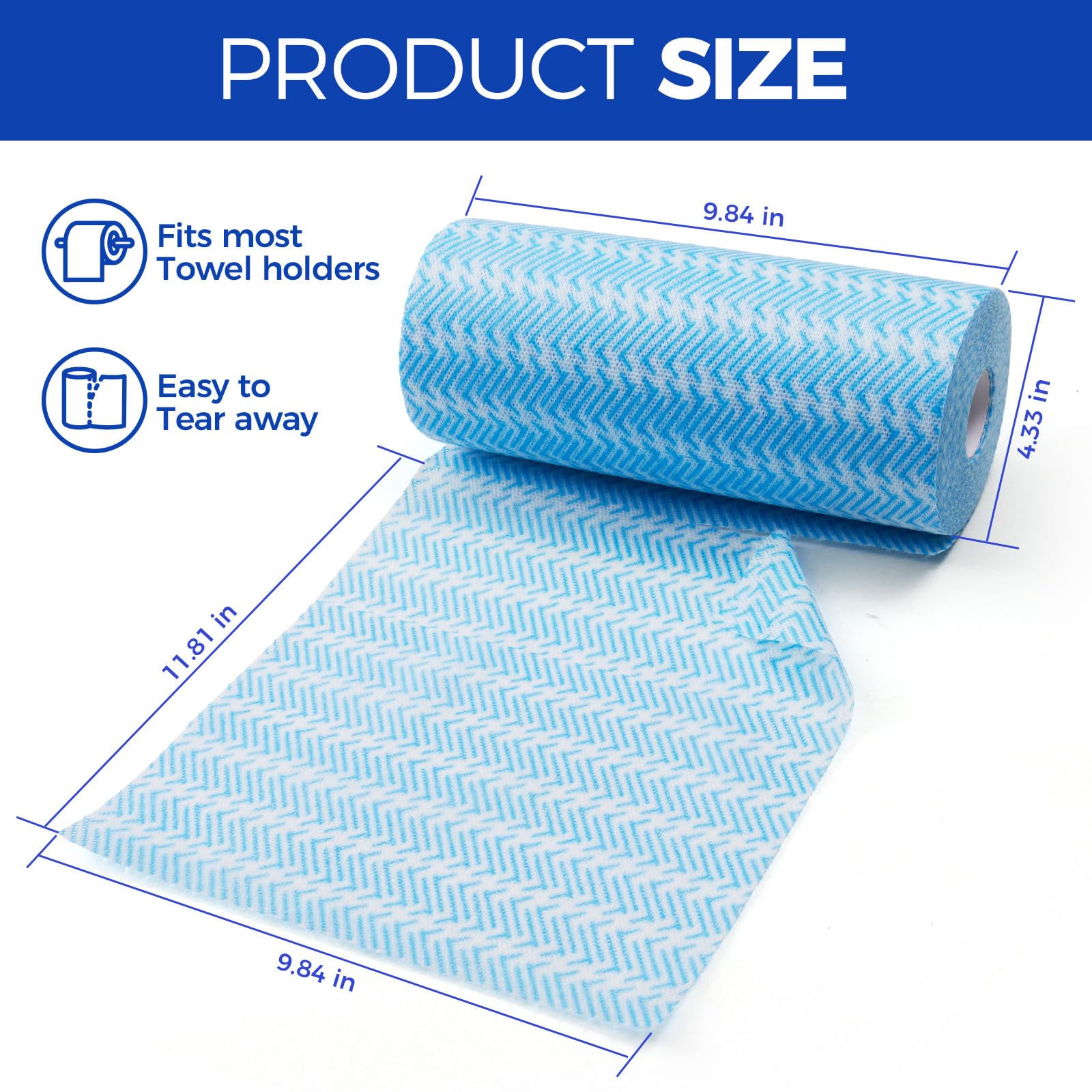 Disposable Cleaning Rolls Reusable Cleaning Cloths Dry Kitchen Towels Dish Cloths Handi Wipes 2 Roll (200 Count)