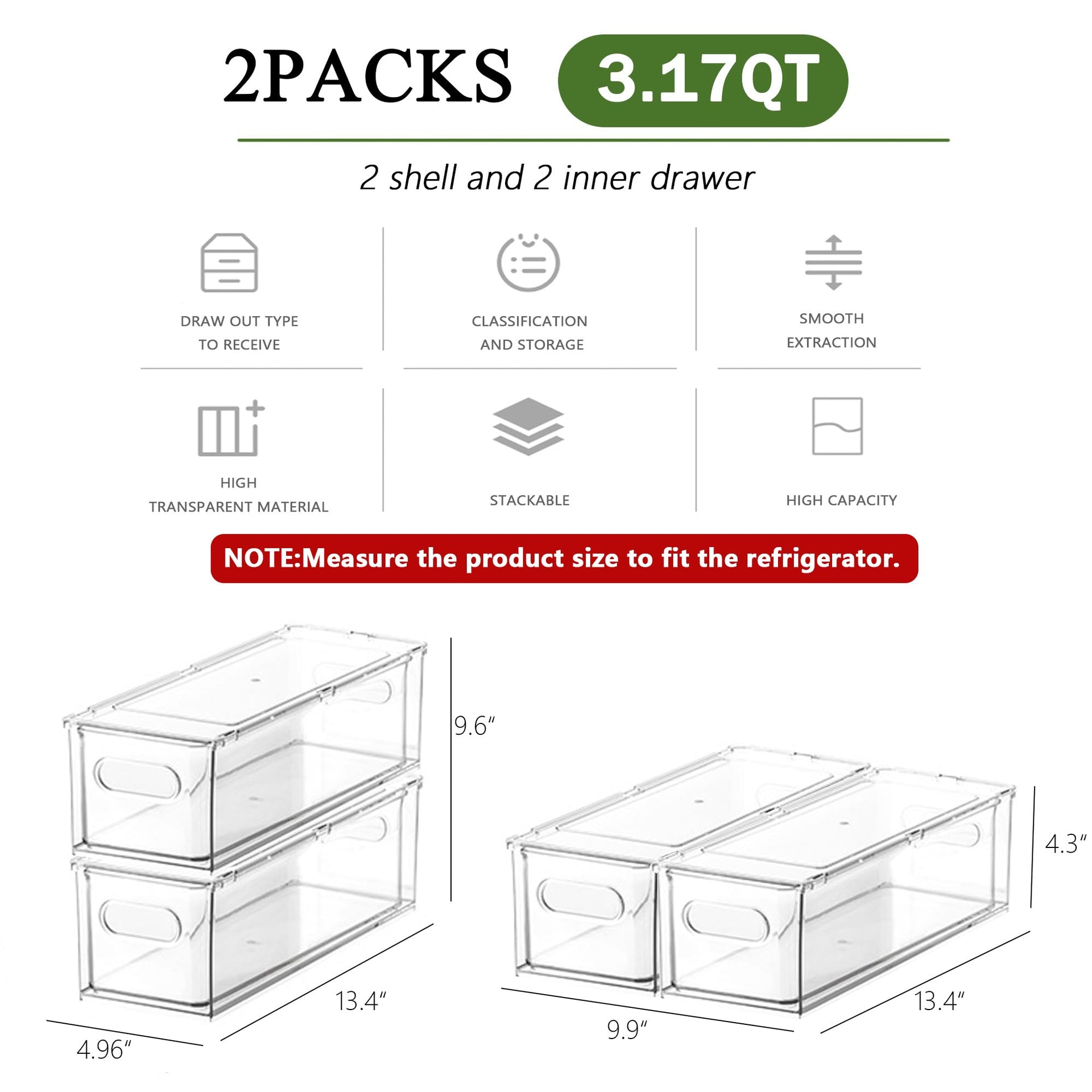 Refrigerator Organizers and Storage (2 Count)