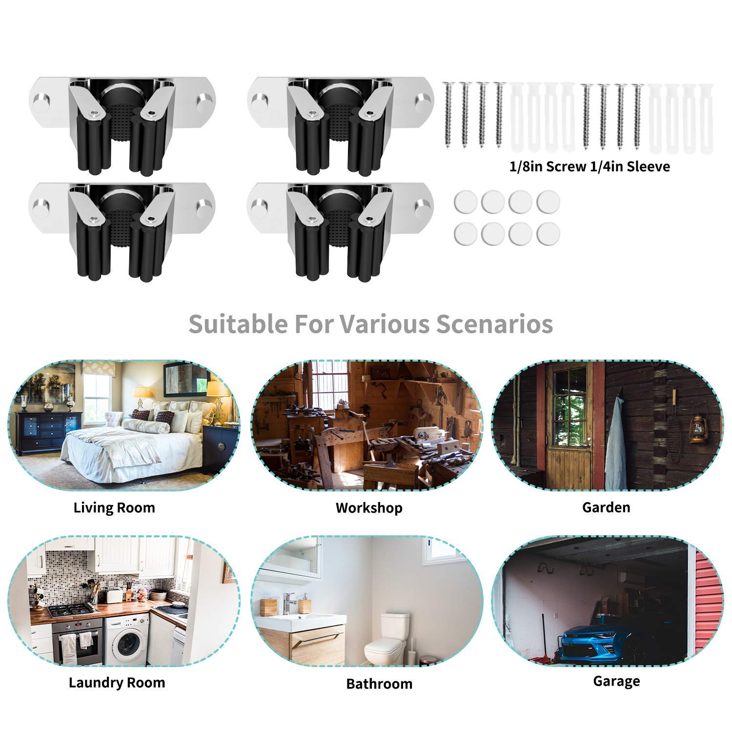 Broom Holder Wall Mount (4 Count)