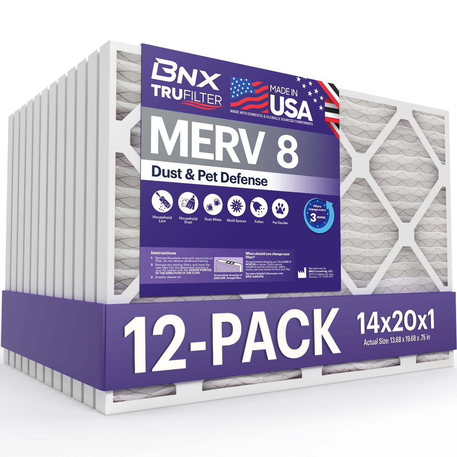 TruFilter 14x20x1 Air Filter MERV 8 (12 Count)