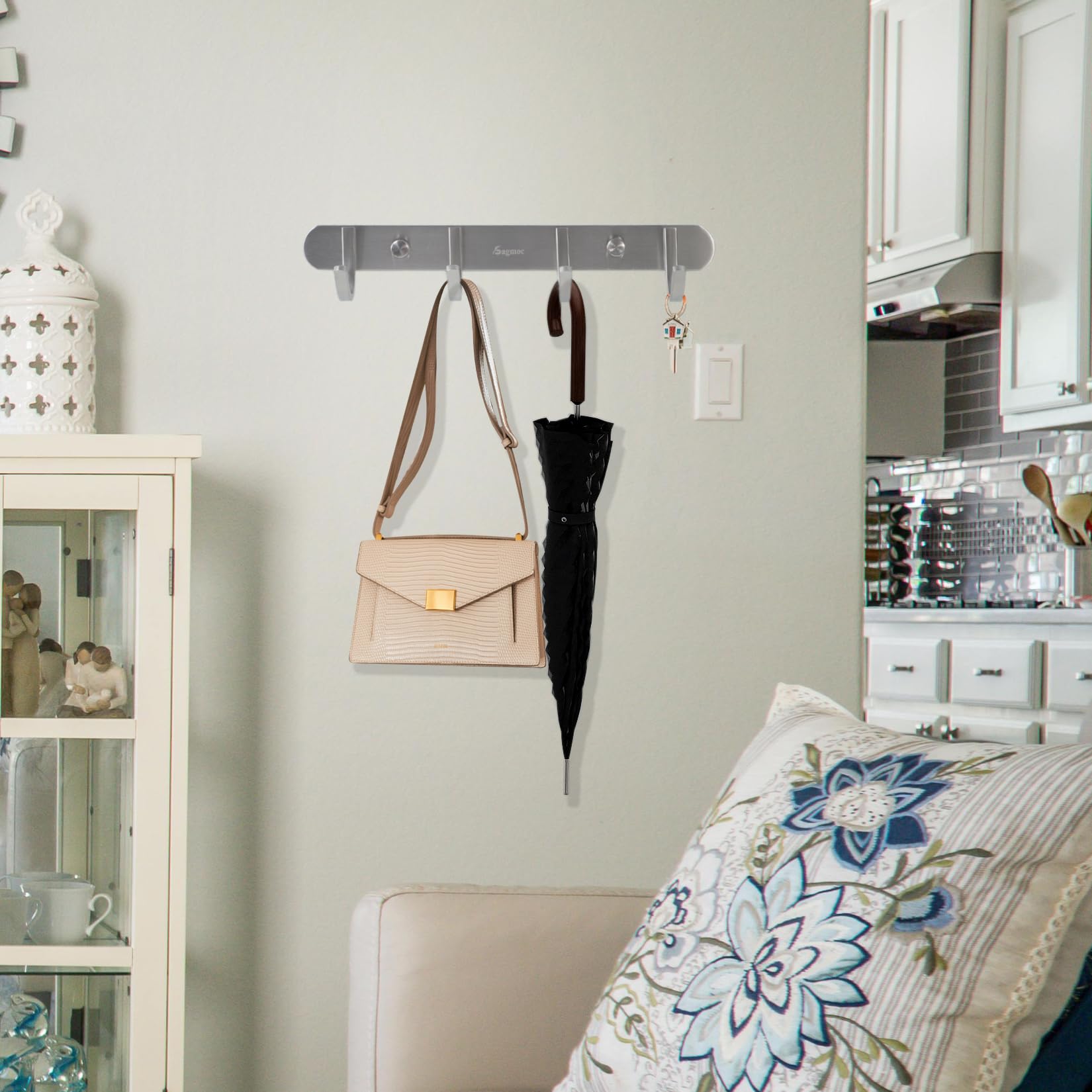 Coat Hook Rack Brushed Nickel