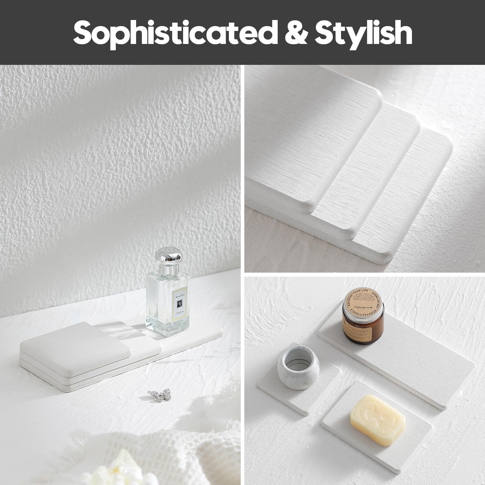 2PCS Beige Bathroom Sink Vanity Trays (2 Count)