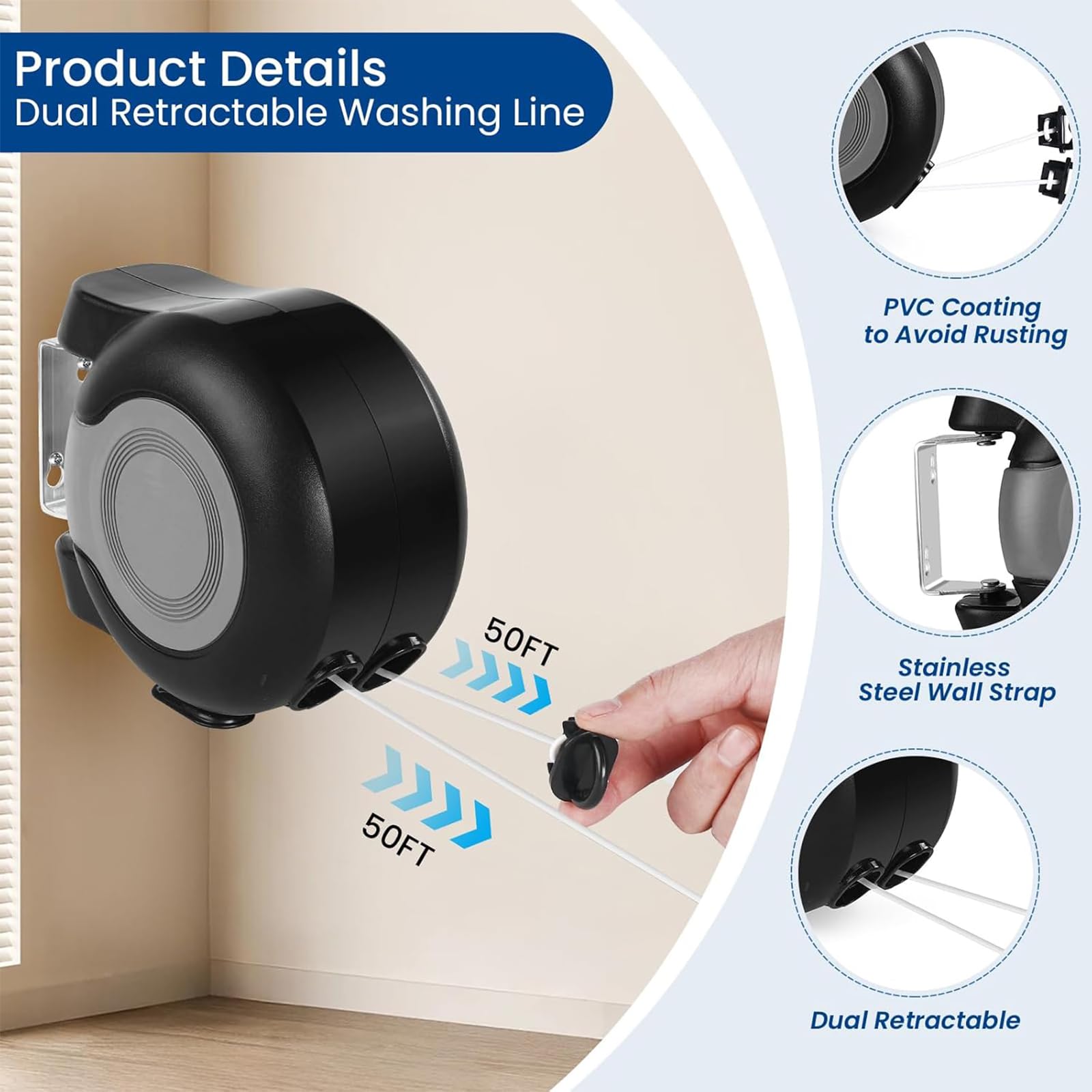 Retractable Double Clothesline (98 Foot)