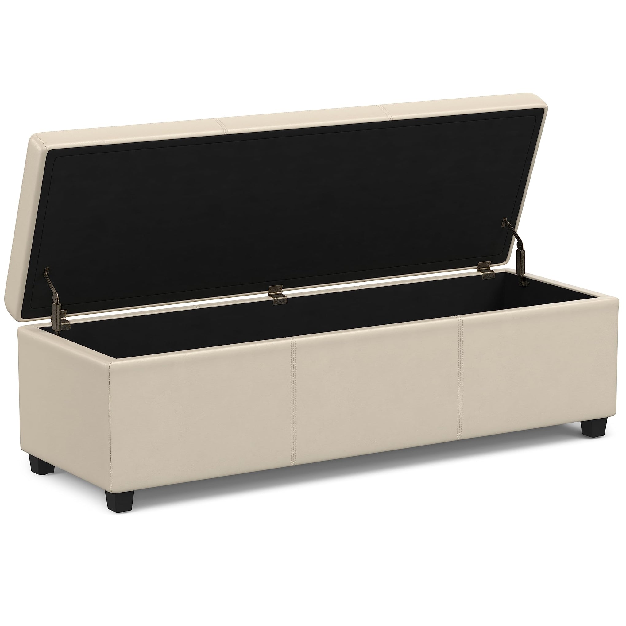 Avalon 54" Wide Vegan Leather Storage Ottoman in Tanners Brown